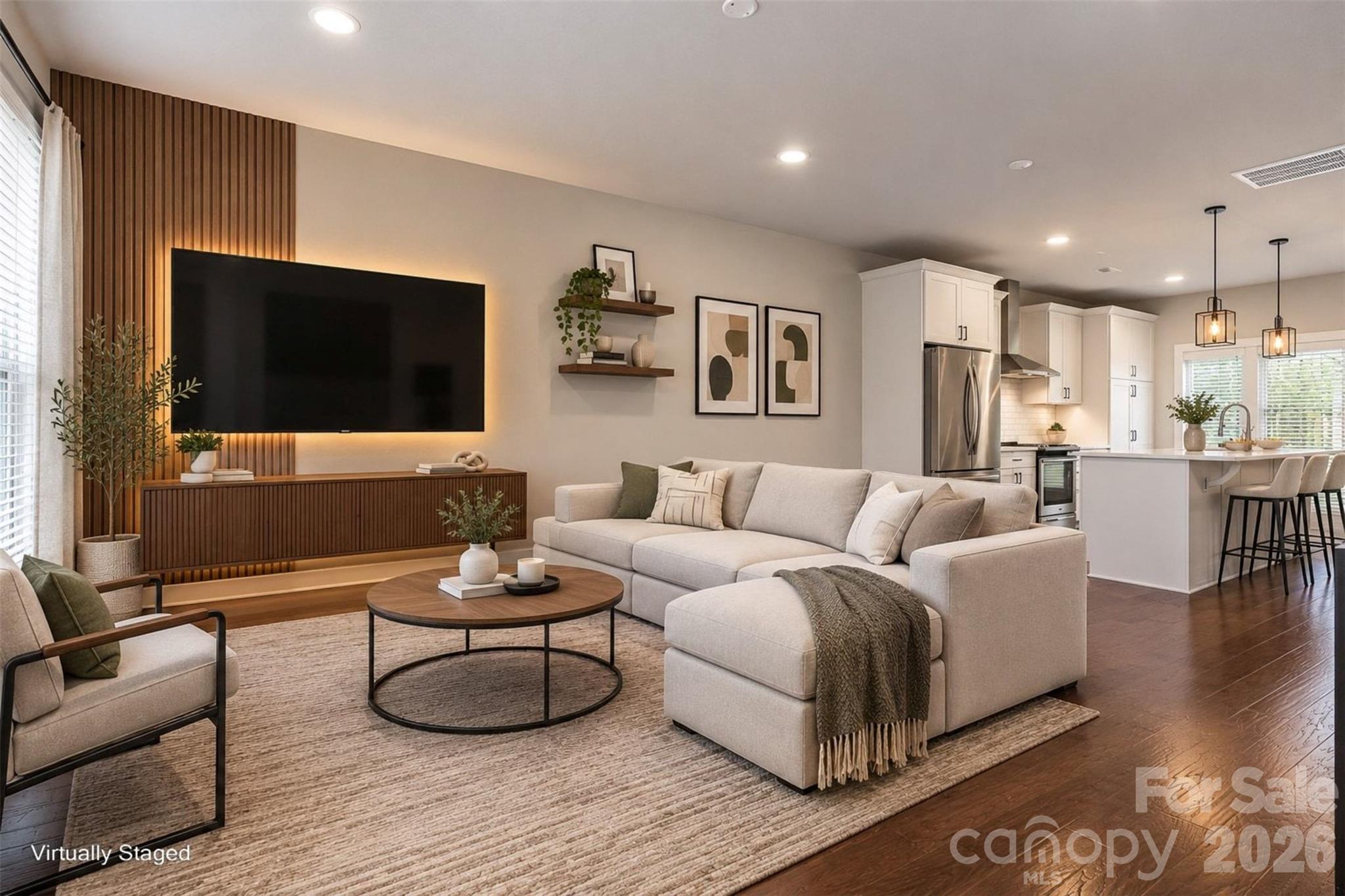 Living Room Virtually Staged - 327 Uptown West Drive, Charlotte