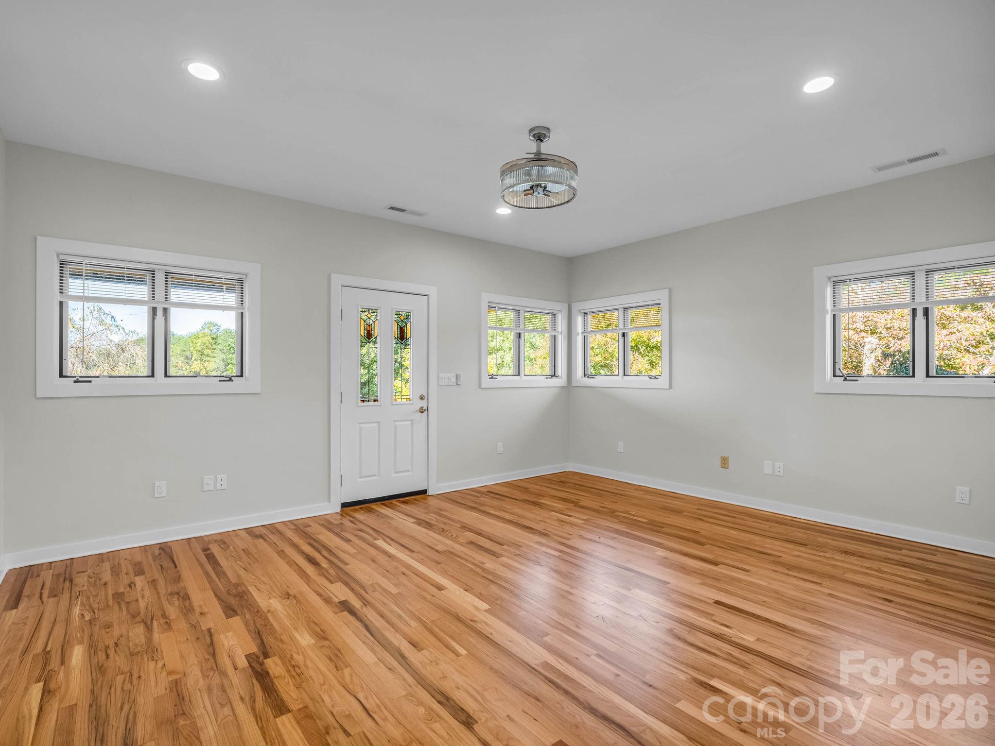 Primary Bedroom with Access to Exterior Rear Porch - Evening Sunset Views - 401 Over Hill Drive, Tryon
