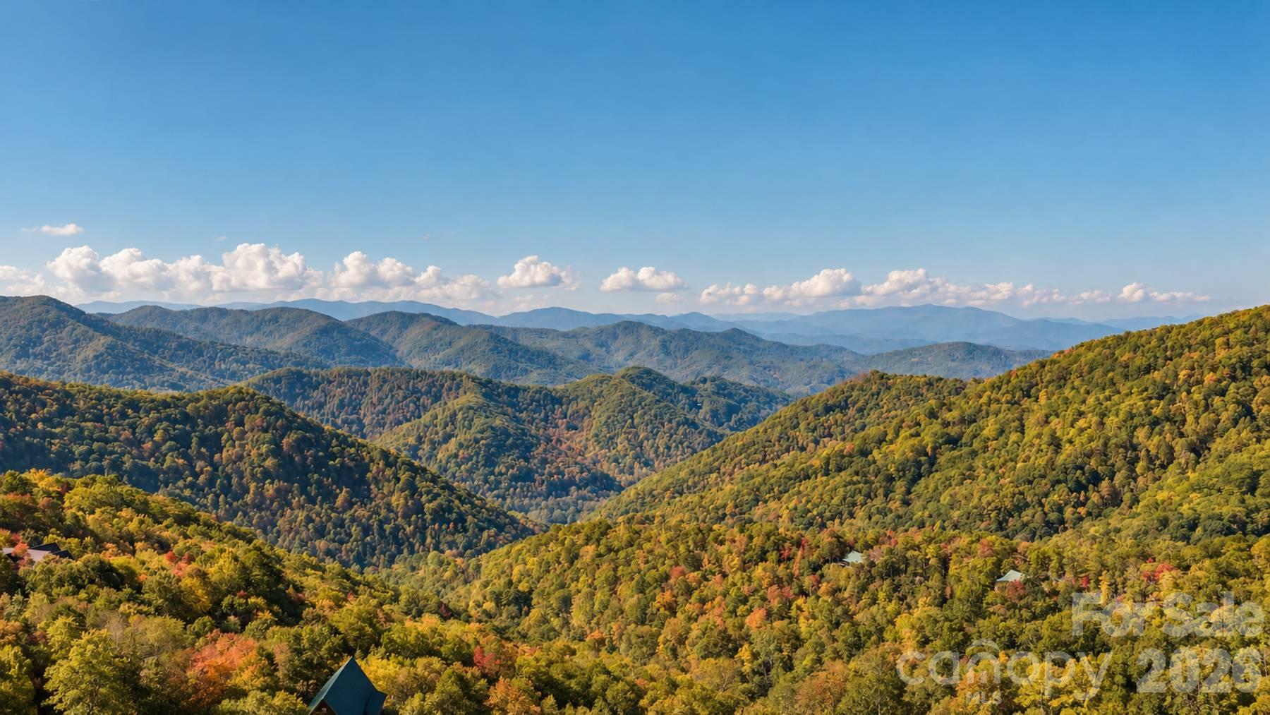 Aerial view of the long-range mountain setting - 18 Fairway Run, Bryson City