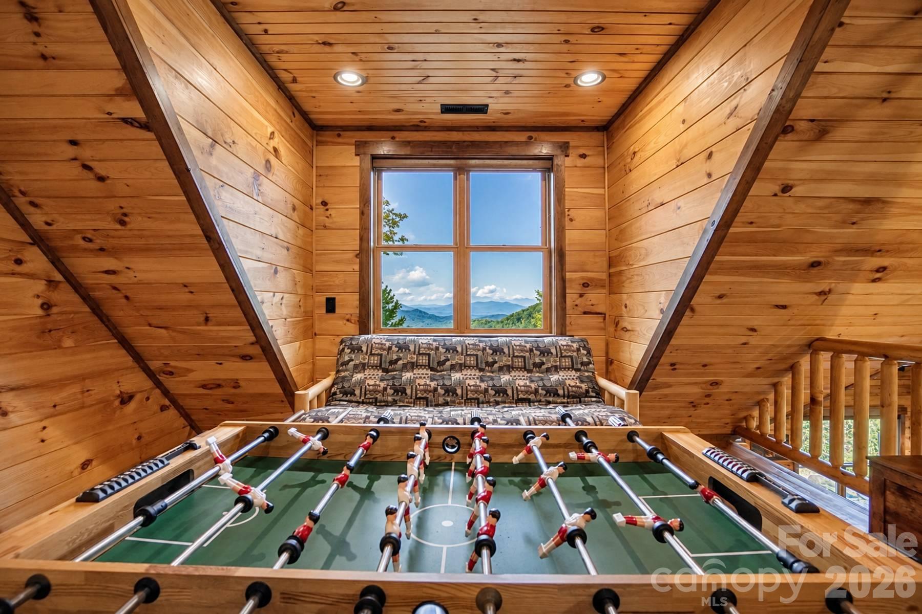 Game loft foosball with mountain-view window - 18 Fairway Run, Bryson City