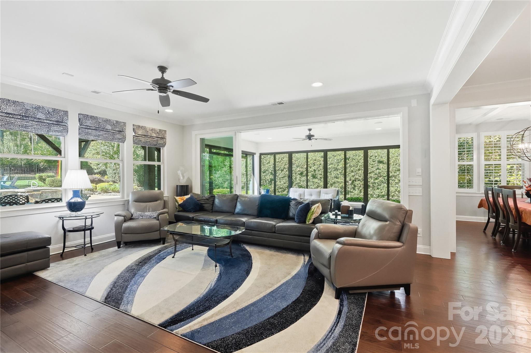 4 panel sliding door between the great room and the sunroom - 13632 Castleford Drive, Mint Hill