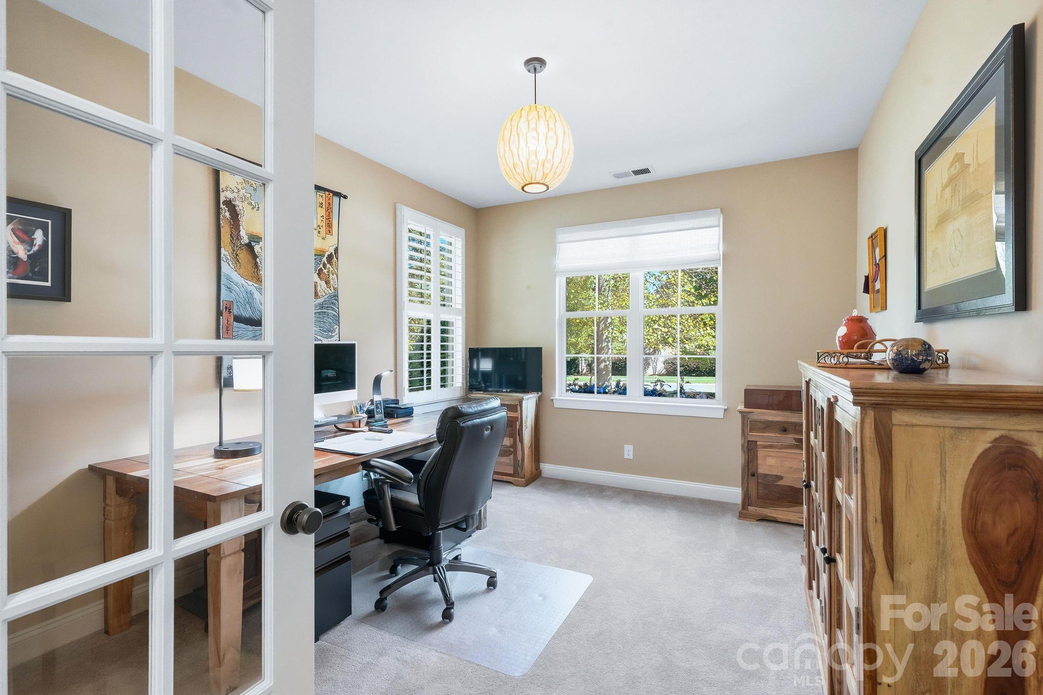 first floor office with french doors - 13632 Castleford Drive, Mint Hill