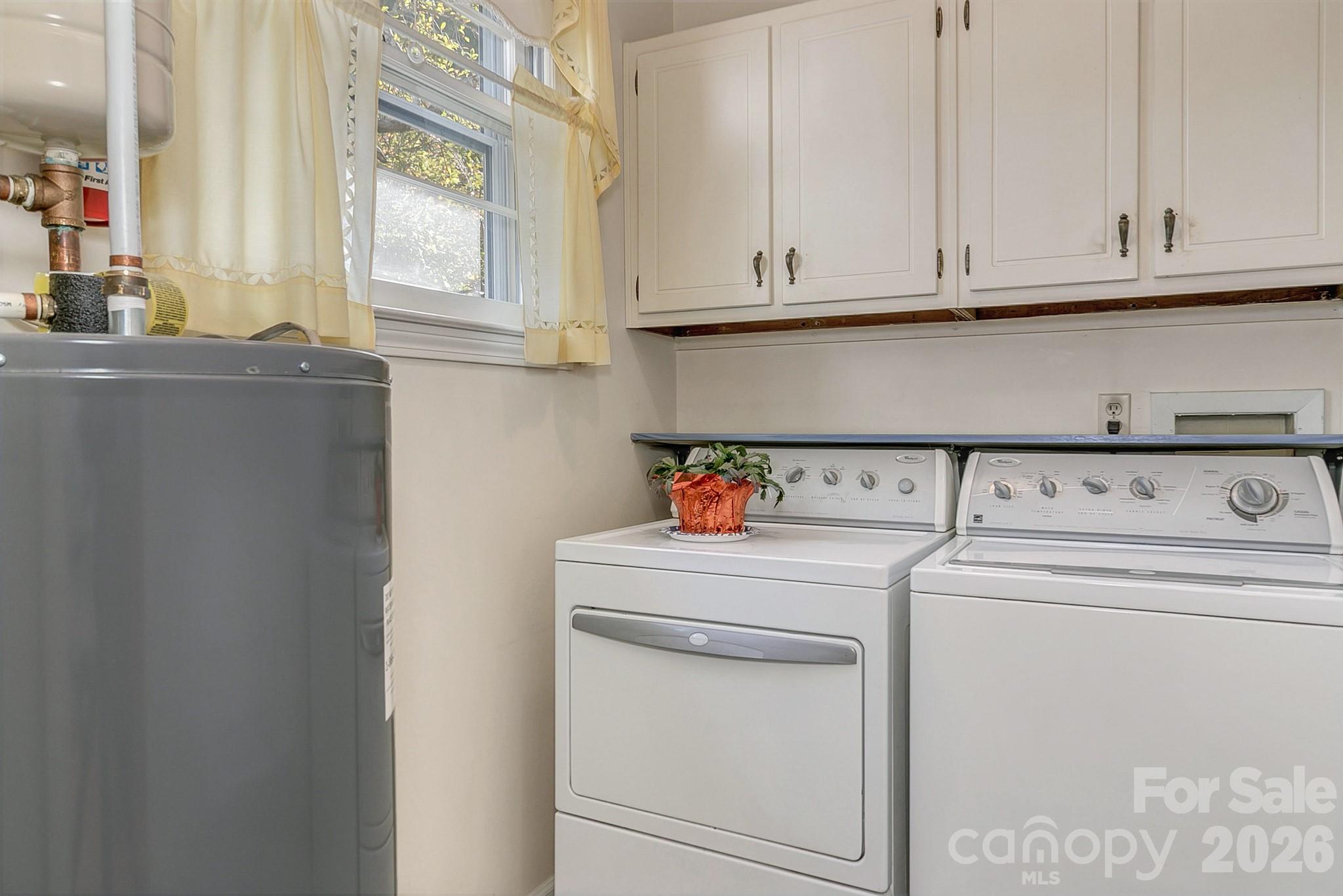 Laundry room w/cabinets & natural light - 1 Dewberry Drive, Hendersonville