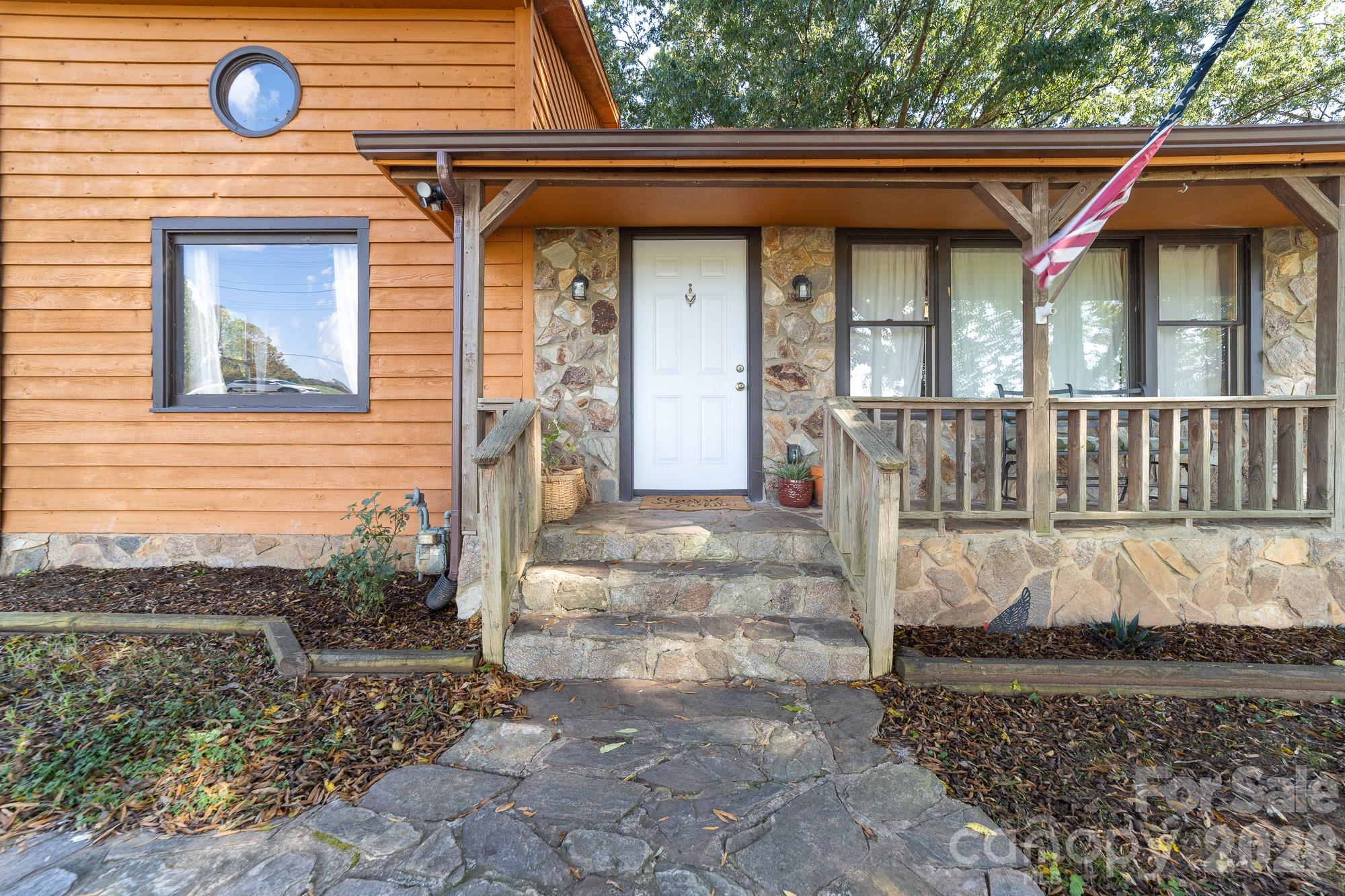 Stone front porch. - 233 Third Creek Road, Statesville