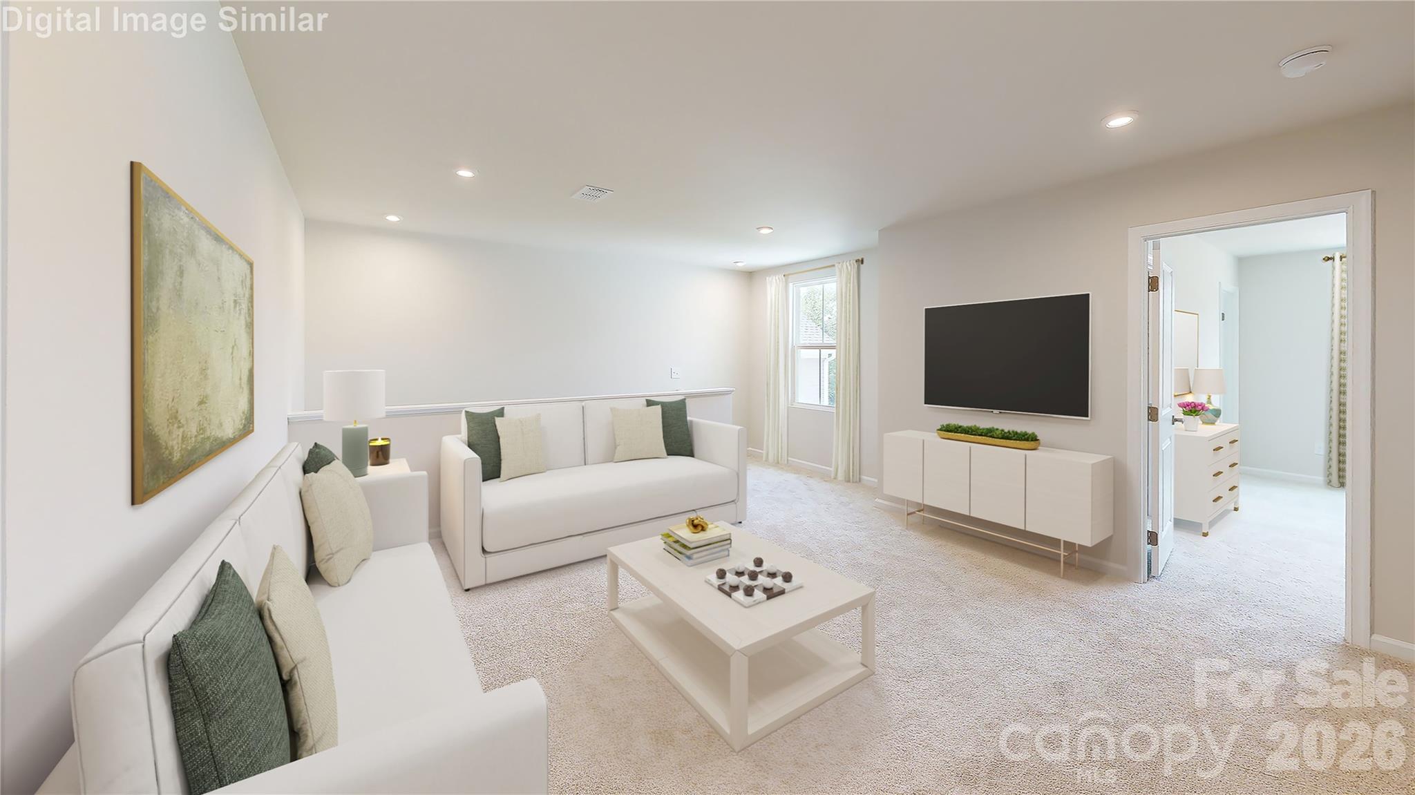 Bright, spacious, and full of possibilities—this versatile loft sits perfectly between bedrooms. Whether it’s a playroom, game zone, or cozy hangout, the large windows fill the space with light, making it the perfect spot for creativity, fun, or quiet moments. - 833 E Liberty Street, China Grove