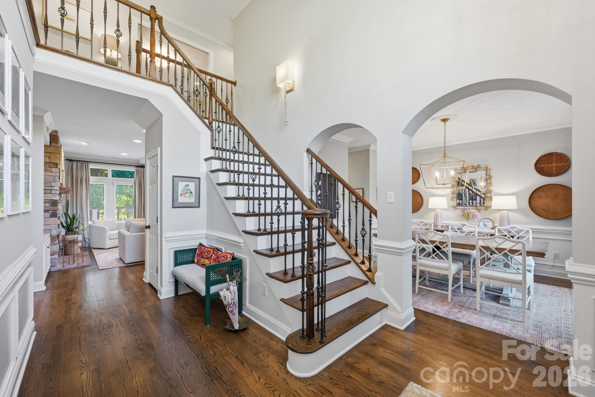 Beautiful Dark Walnut Hardwoods & Matching Stair Treads - 105 Kings Crest Drive, Mooresville