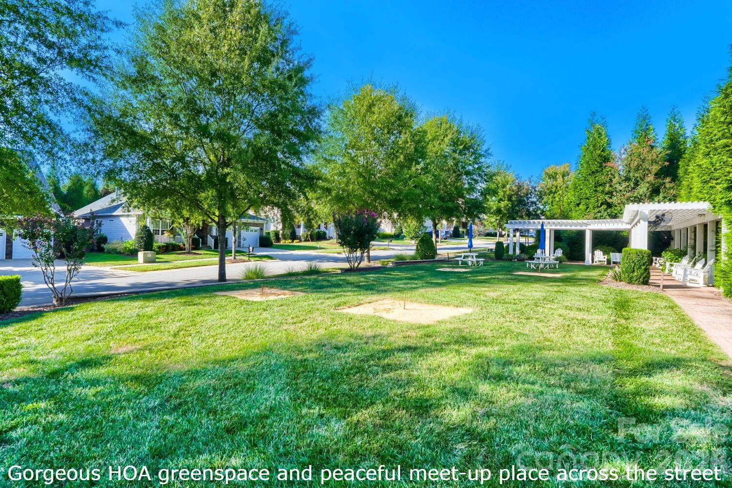 Step outside the front door to a quiet reading spot or meet-up with friends - 18311 Glenealy Drive, Cornelius