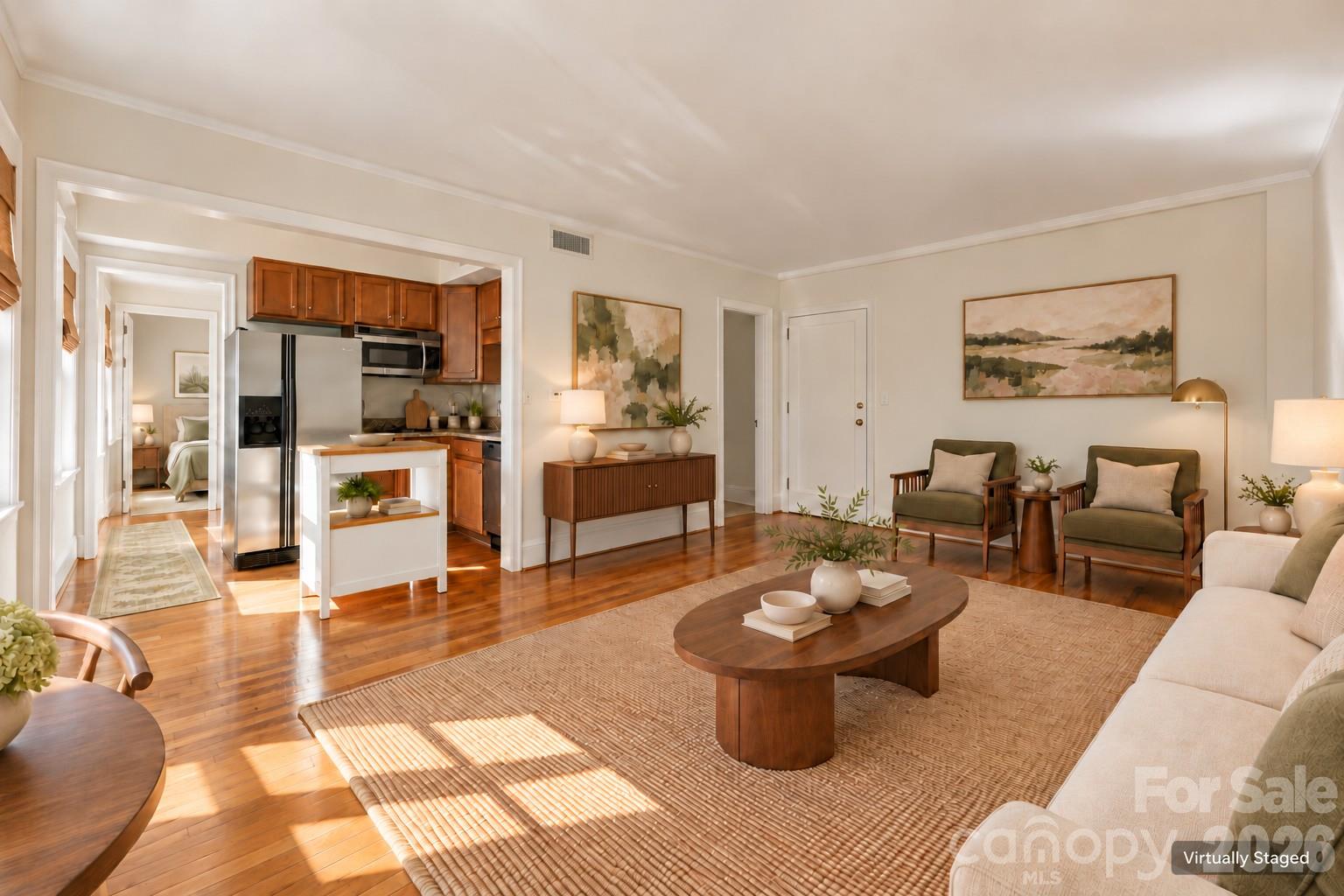 Living Room - Virtually Staged - 712 Louise Avenue, Charlotte