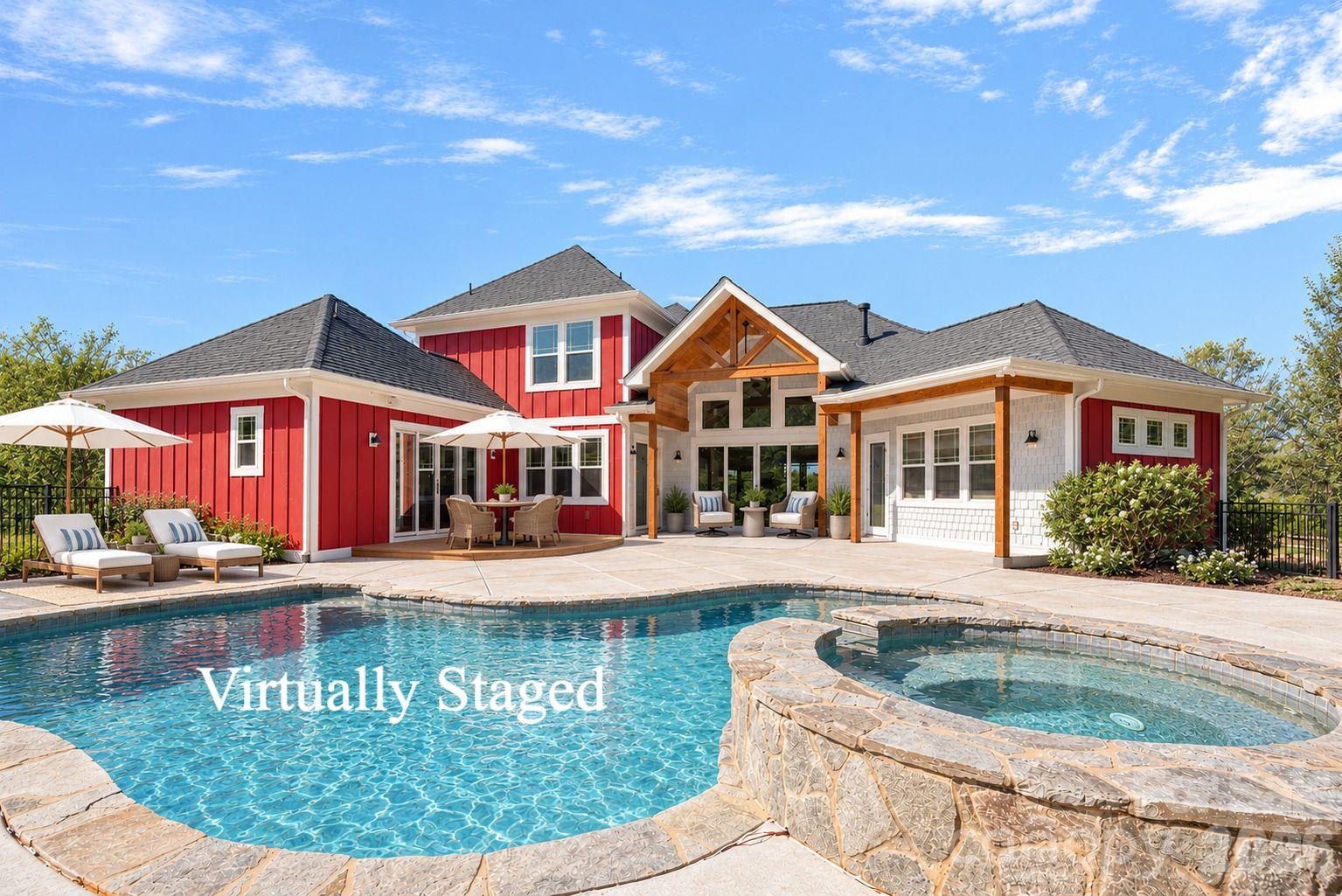 Patios and decking virtually staged - 6536 Stephens Road, Huntersville