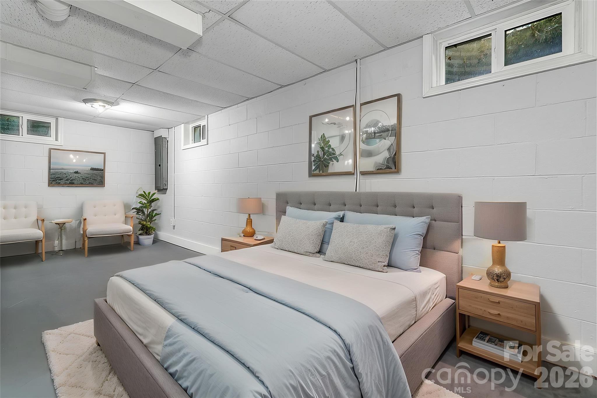virtually staged lower bedroom - 25 Hickory Tree Road, Asheville
