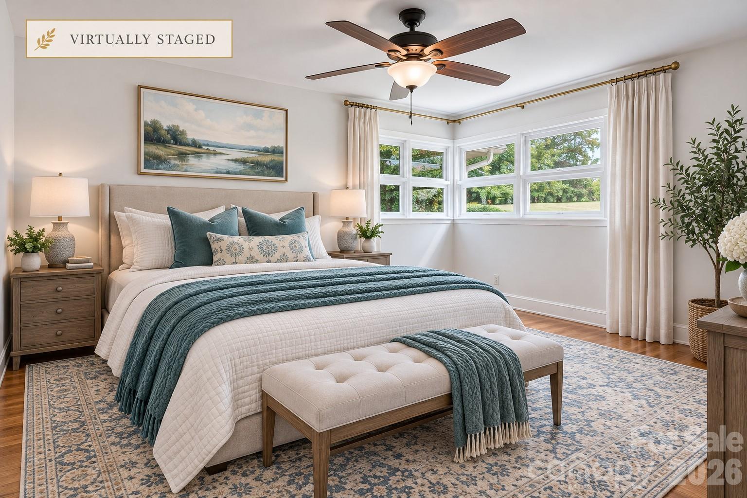 Primary bedroom (virtual stage) - 688 Grandview Drive NE, Concord