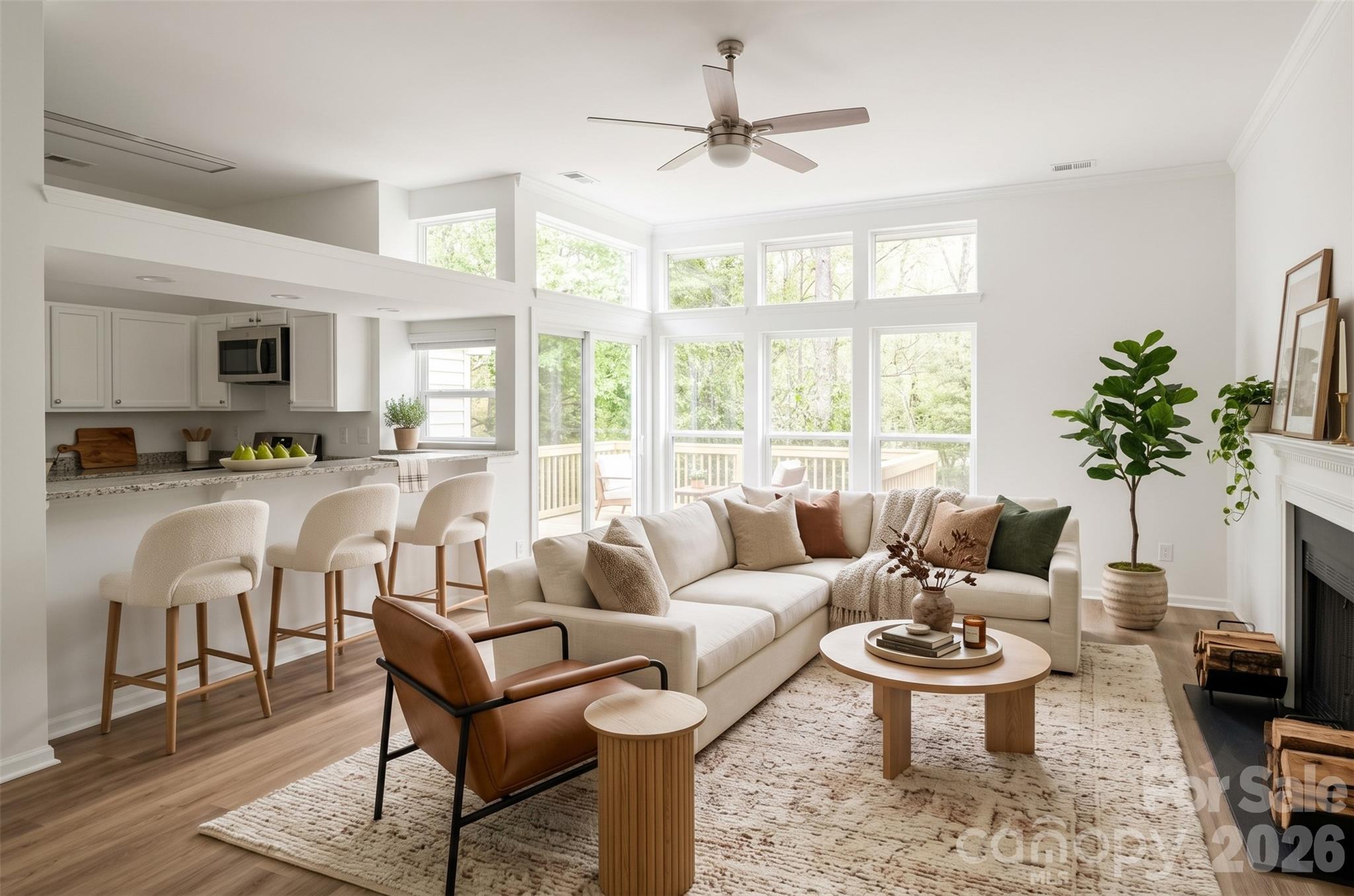 Living Room - Virutally Staged - 6044 Acadian Woods Drive, Charlotte