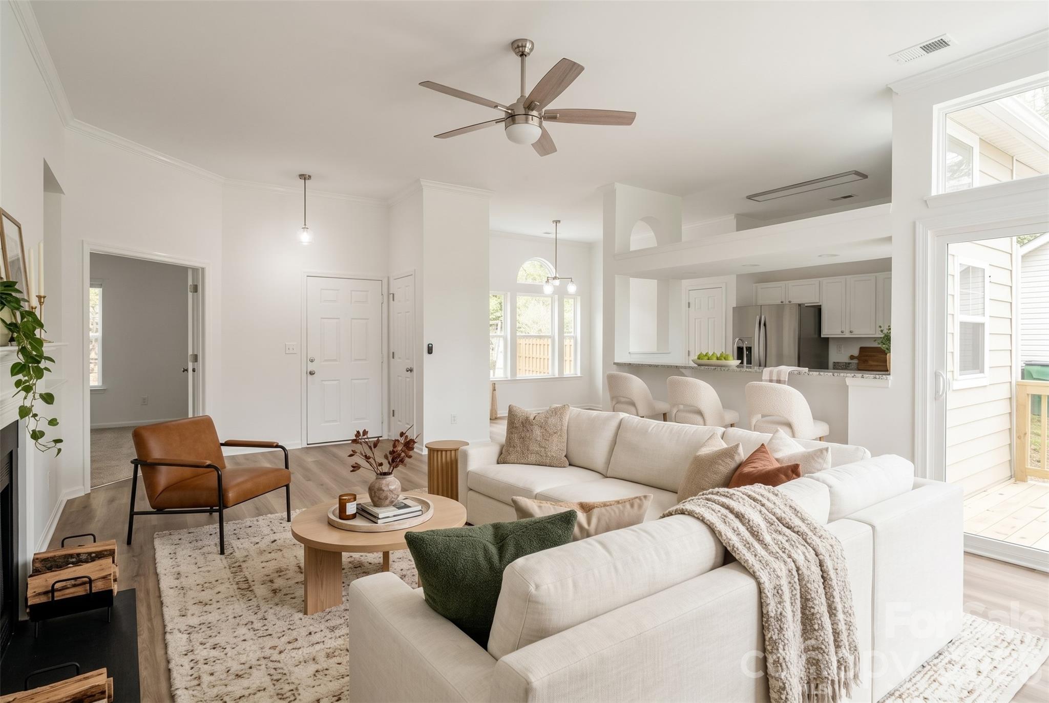 Living Room - Virutally Staged - 6044 Acadian Woods Drive, Charlotte