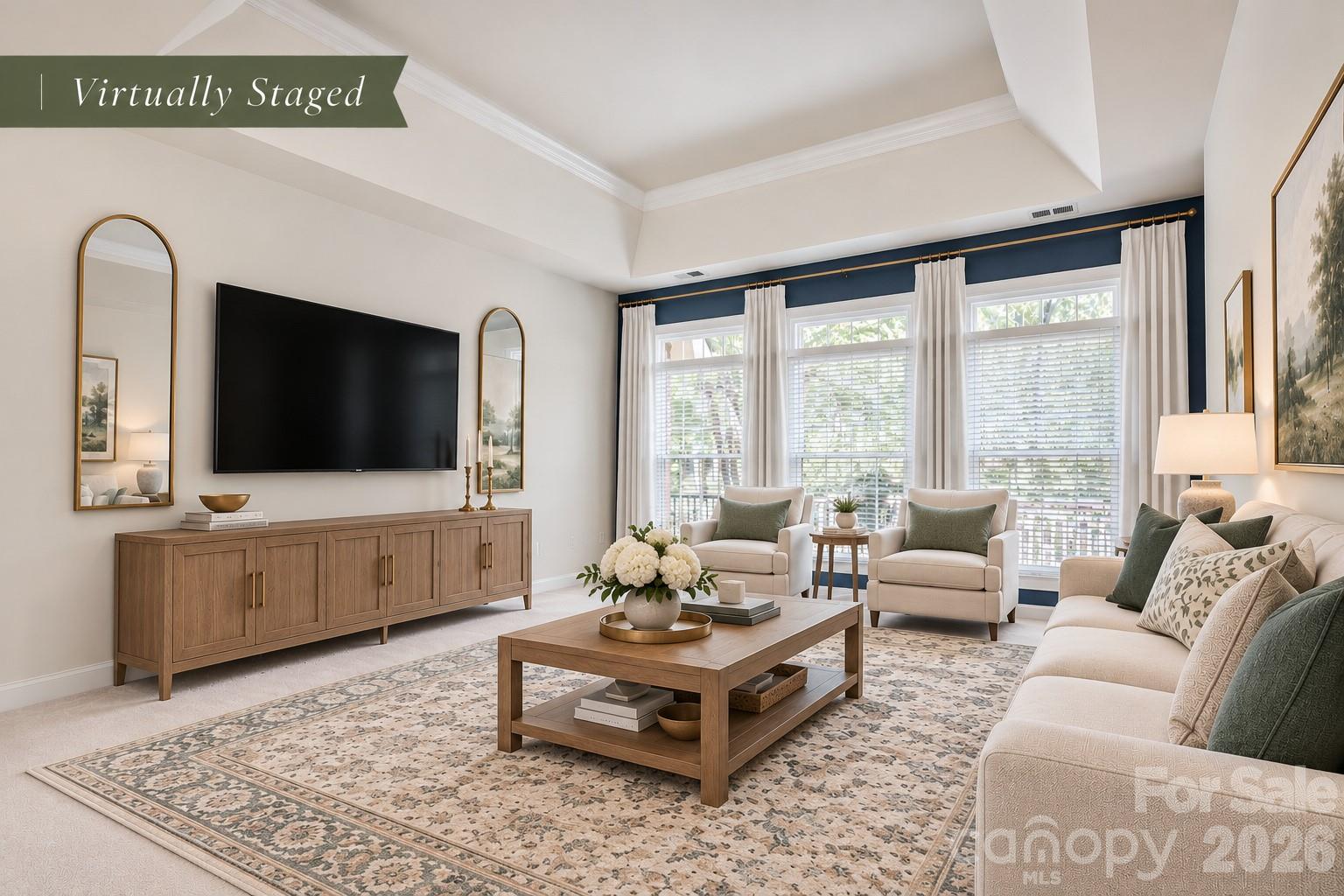 Living room virtually staged - 890 Lyerly Ridge Road NW, Concord