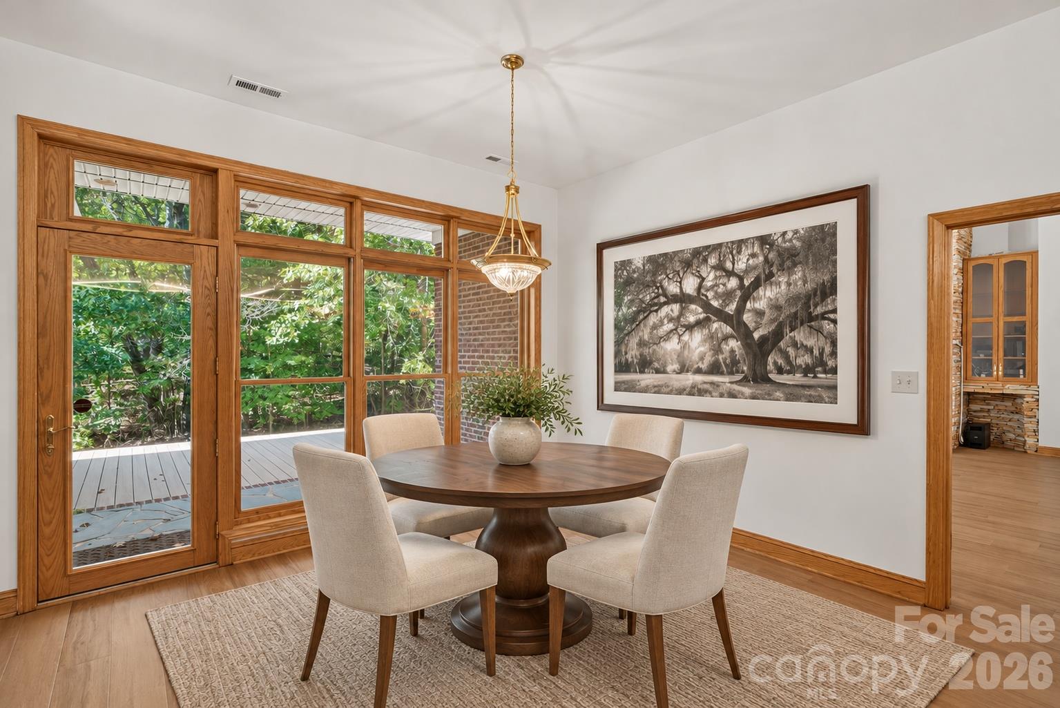 Breakfast area with access to back deck - 253 Highway 161 South, Clover