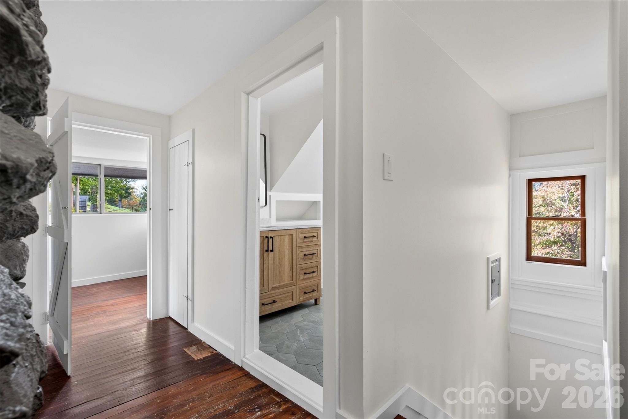 Upstairs features original hardwood floors - 64 Pine Cone Drive, Asheville