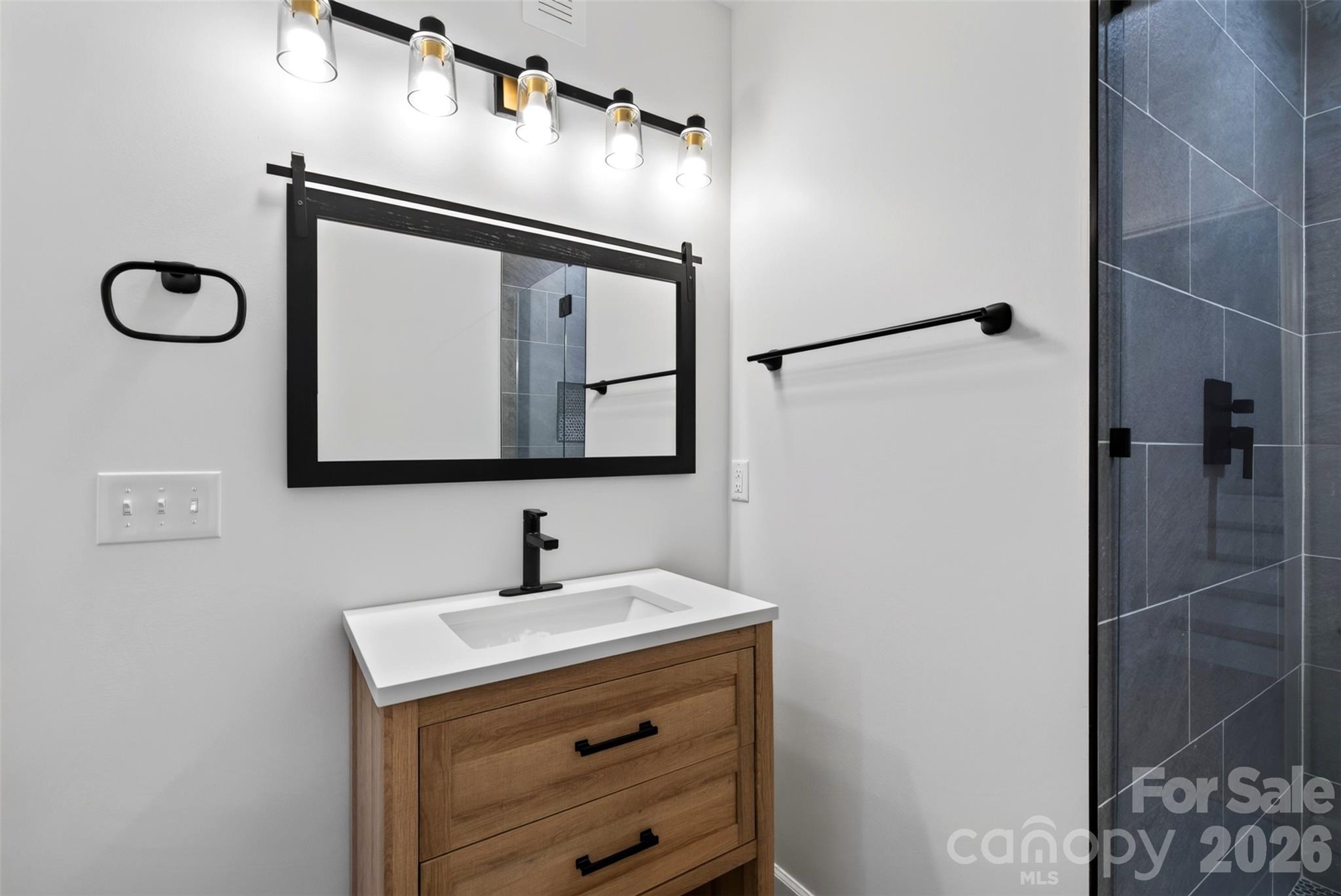 Full updated bath by the bedroom - 56 Pine Cone Drive, Asheville
