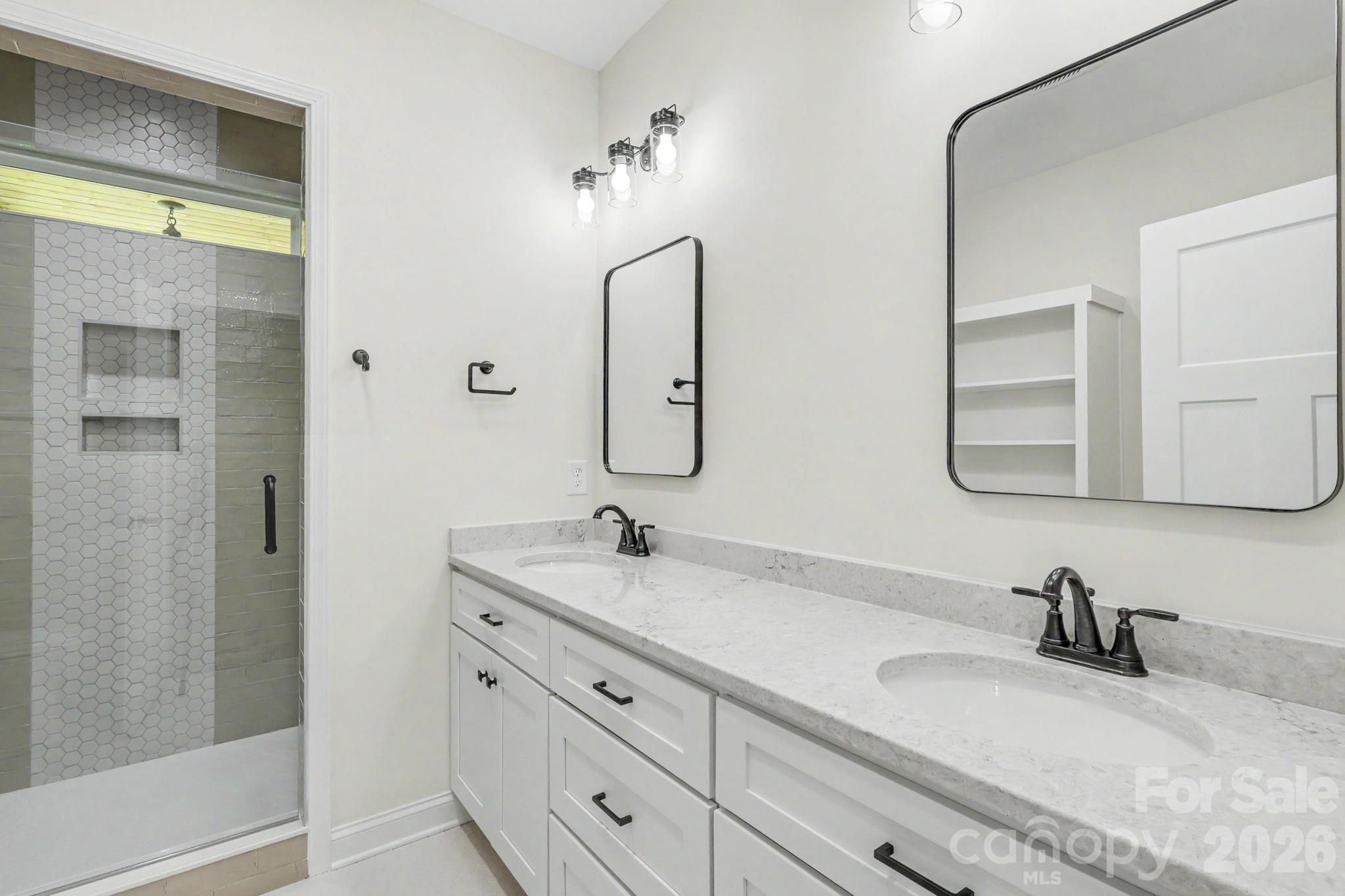Primary bathroom custom tile shower - 2121 Woodhurst Lane, Albemarle