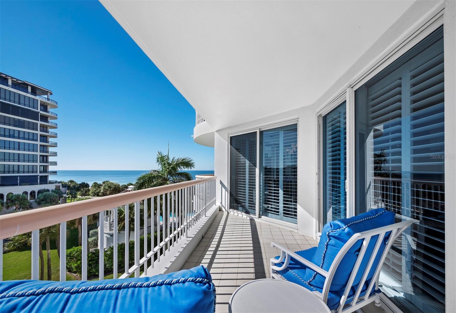 The second terrace has amazing Gulf views with golf/bay/city views to the east. Accessed from Guest bedroom, kitchen or dining area this terrace also has a large storage closet. - 455 LONGBOAT CLUB RD #402, LONGBOAT KEY