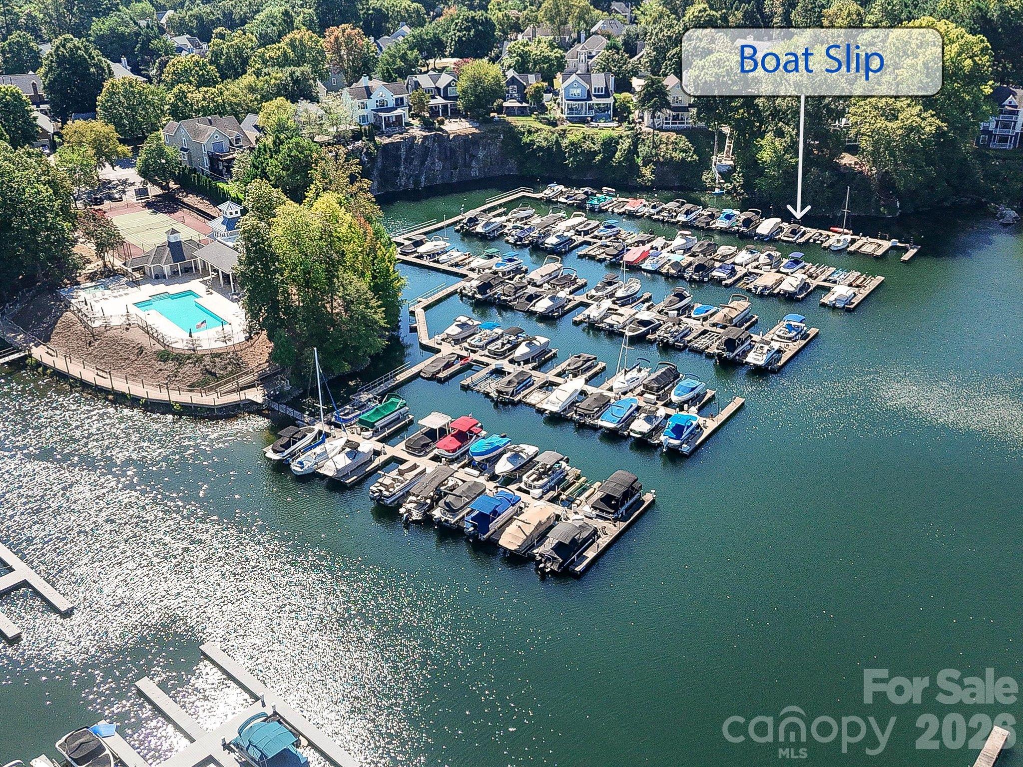 Aerial view of boat slip # 121 location. - 19706 Valiant Way, Cornelius