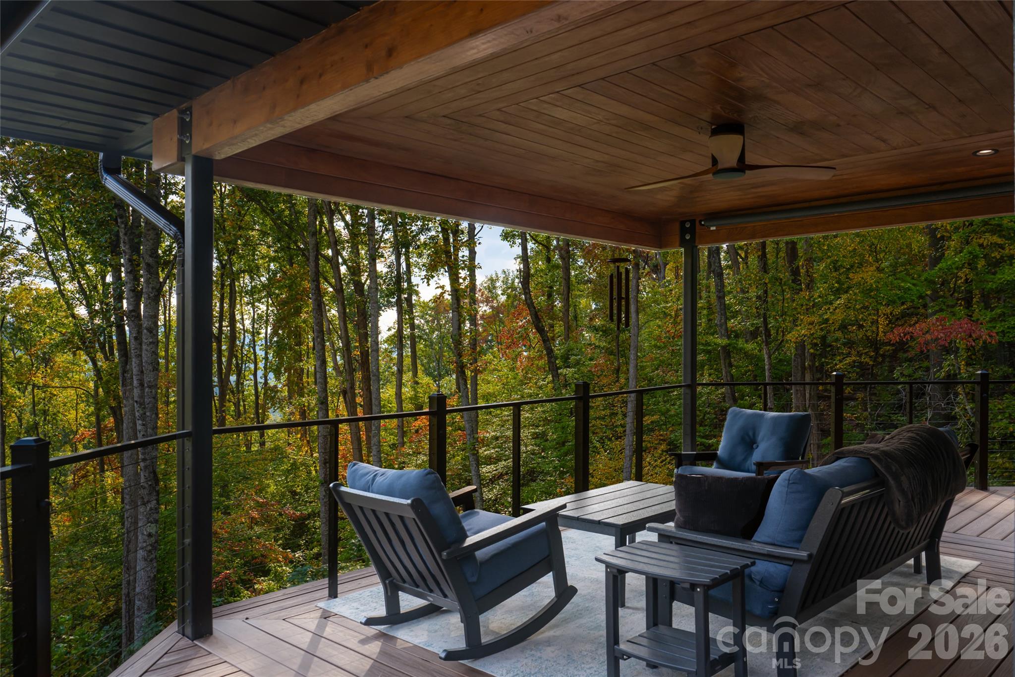 Covered seating with seasonal views of Mt Pisgah - 364 Lynn Cove Road, Asheville