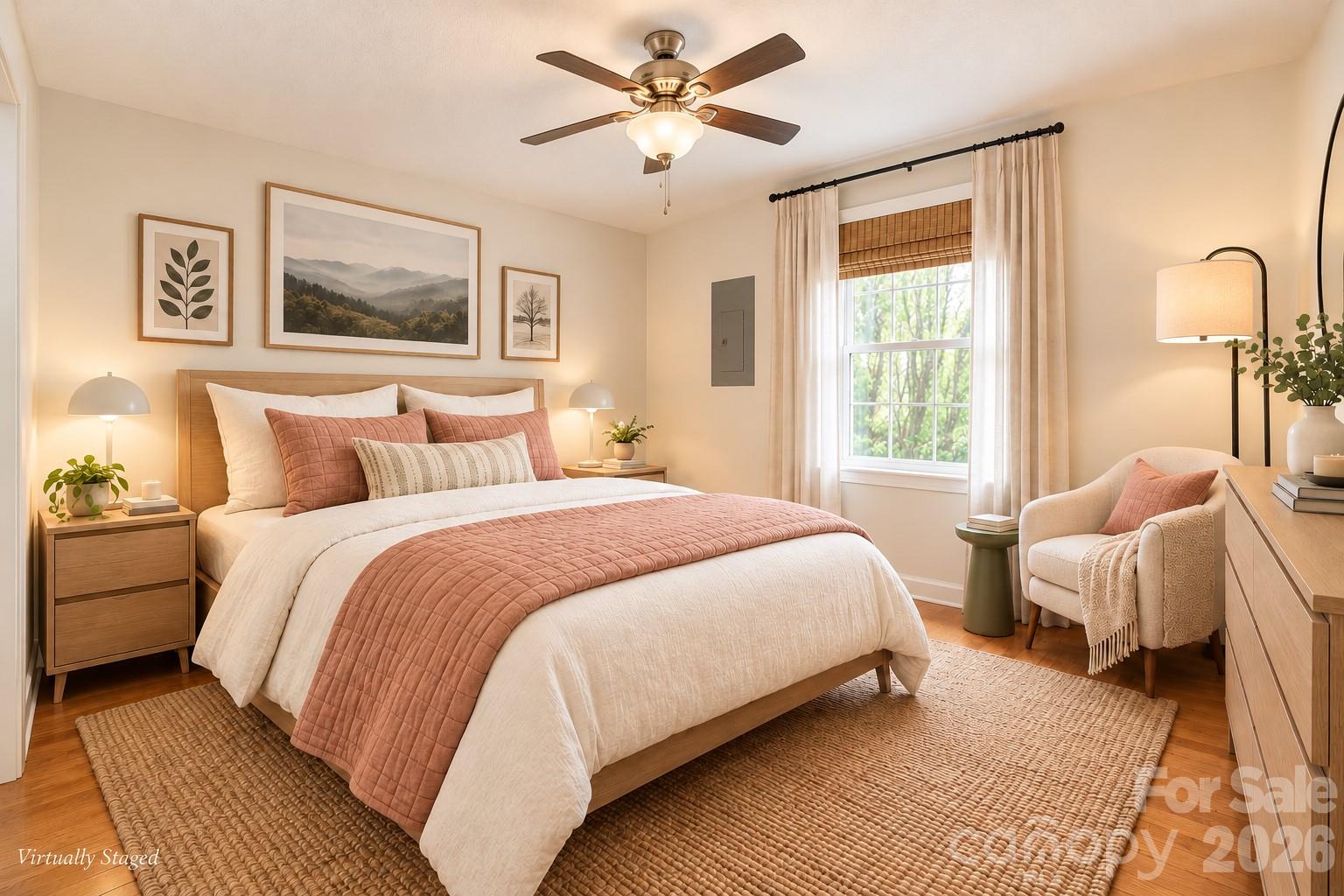 Virtually staged bedroom in basement apartment. - 17 Sheridan Road, Asheville