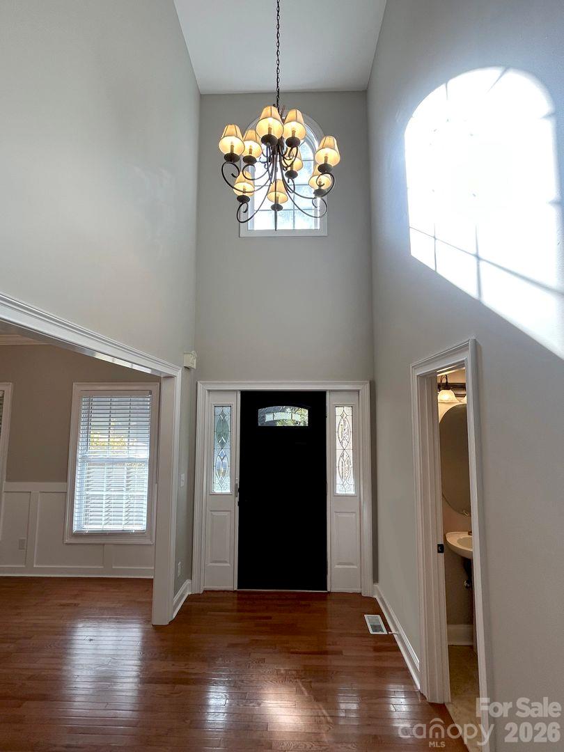 2-story entry Foyer with Chandelier and sidelight windows - 201 Colonel Holcombe Place, Candler
