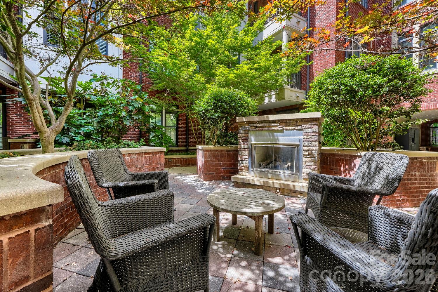 Community Fireplace in Courtyard - 2810 Selwyn Avenue, Charlotte