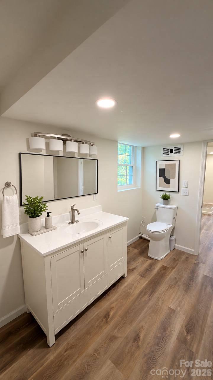 full bathroom downstairsAI edited - 169 8th Avenue SW, Conover