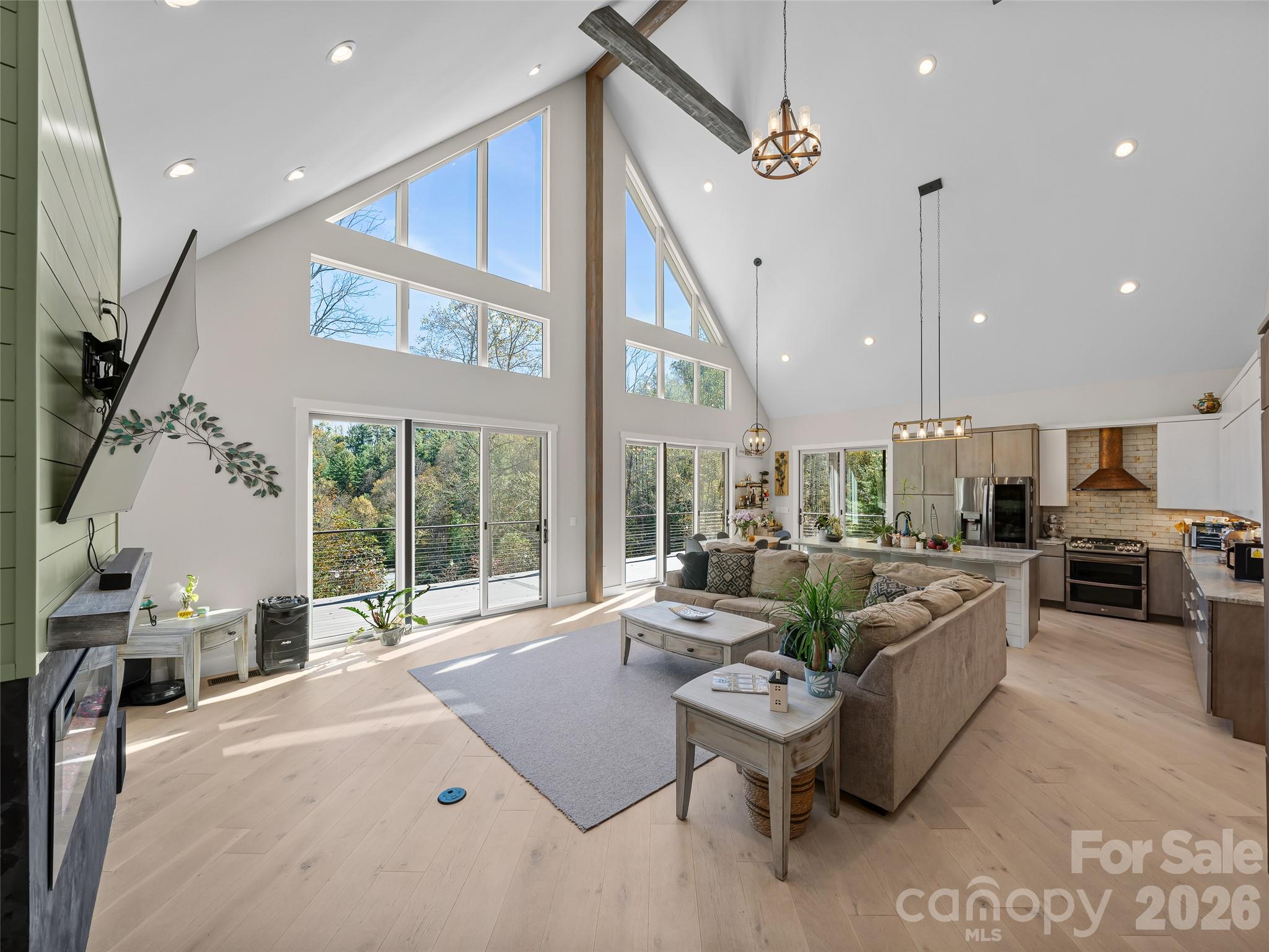Living Room with 24 ft Ceilings - 1136 Elk Shoals Creek Road, Burnsville