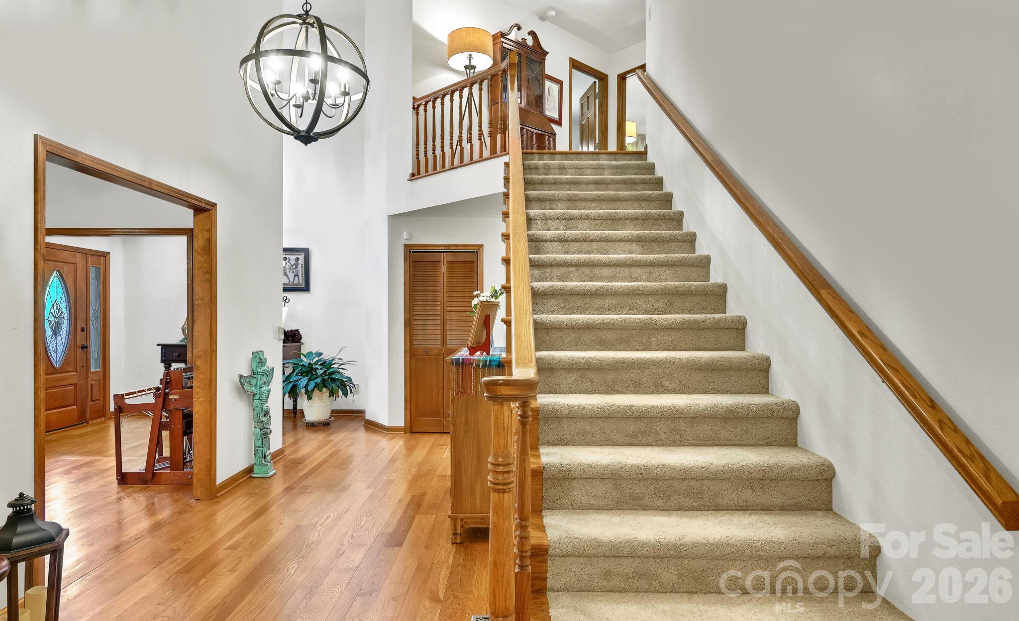 Stairs to upper - 52 Oak Gate Drive, Hendersonville