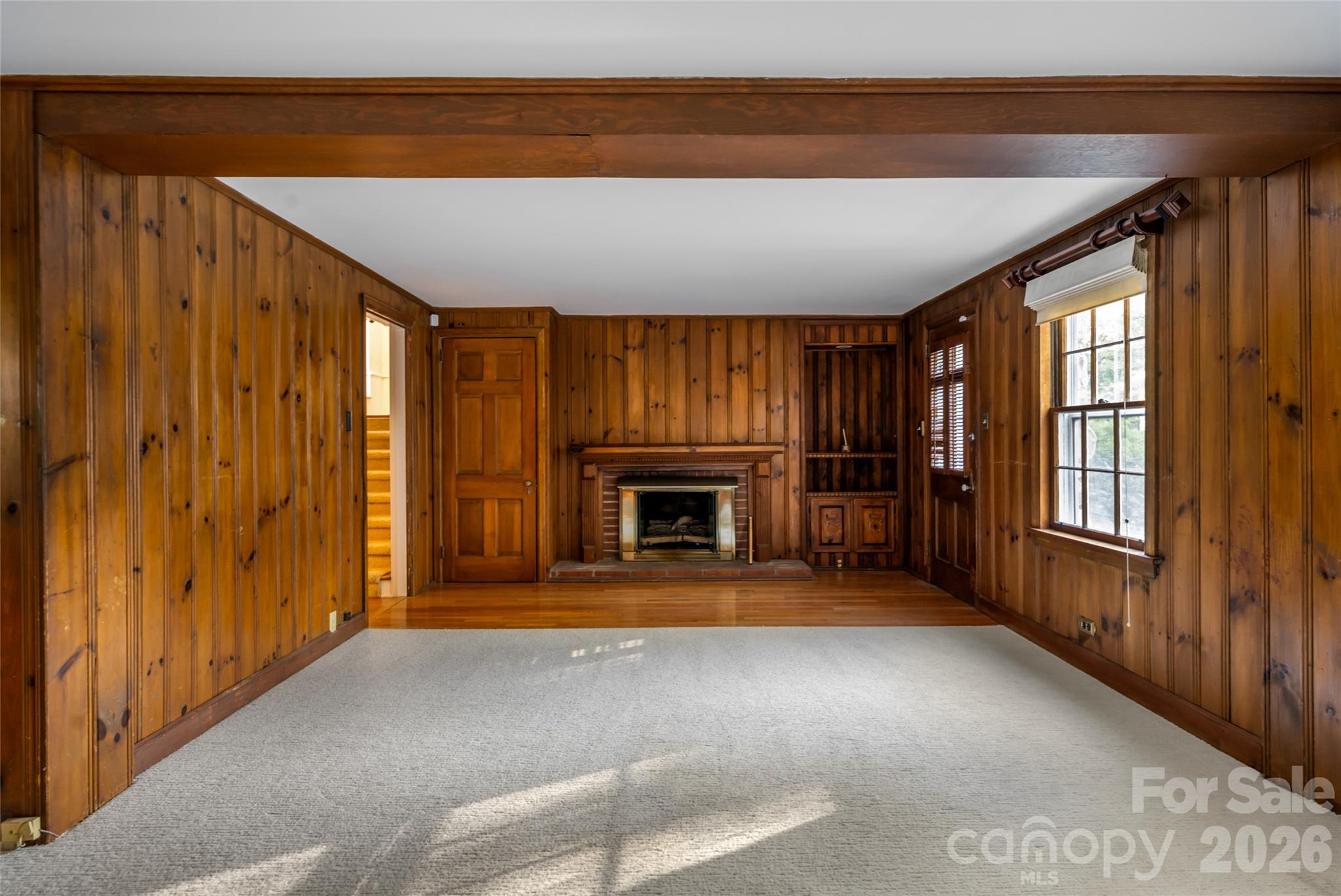 Fireplace in family room - 25 Blackwood Road, Asheville