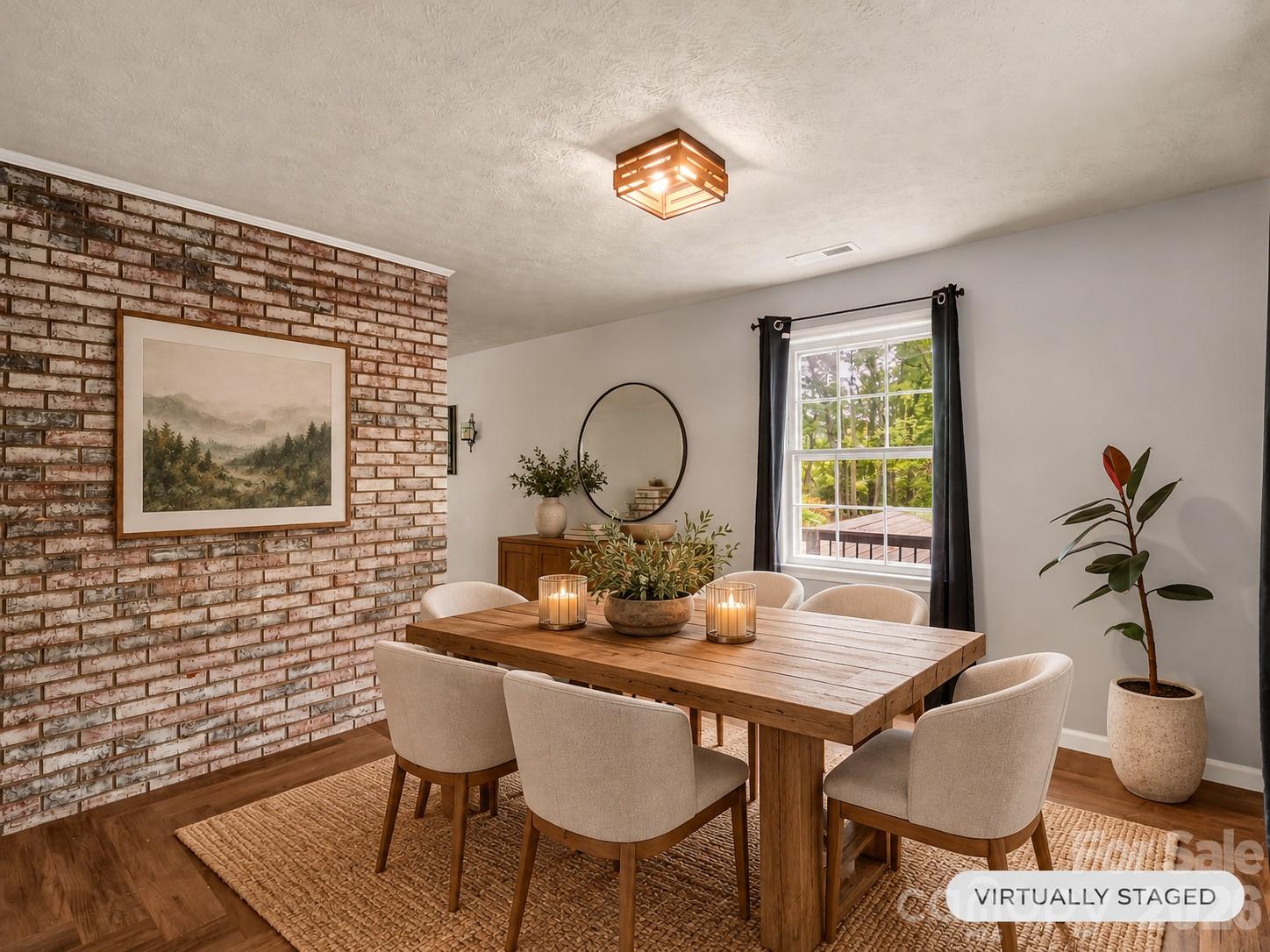 dining room virtually staged - 92 Greenwood Acres Drive, Mills River