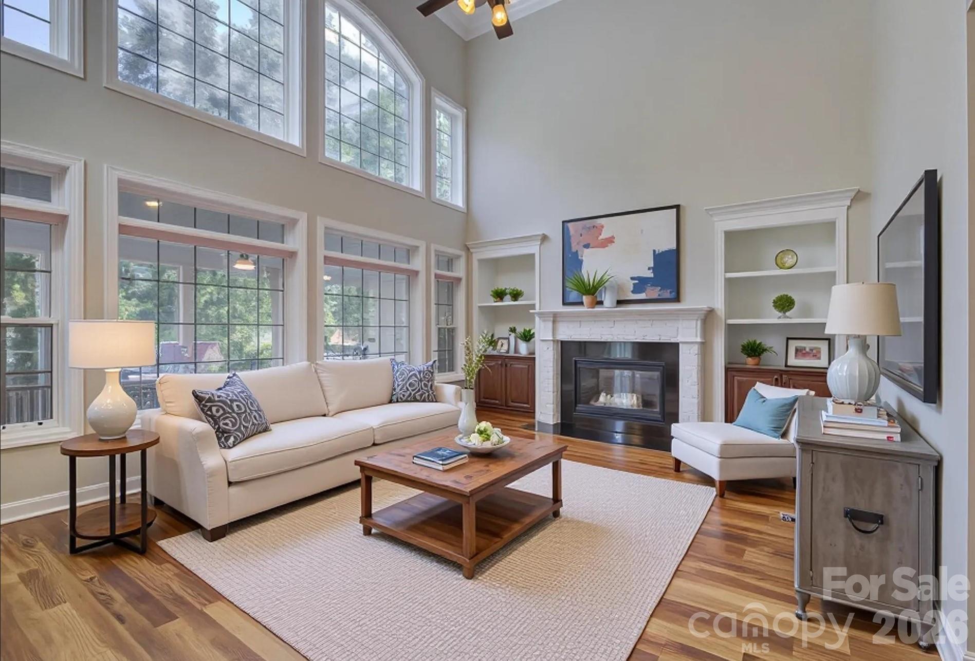 Virtually staged living room - 13700 Glen Abbey Drive, Charlotte