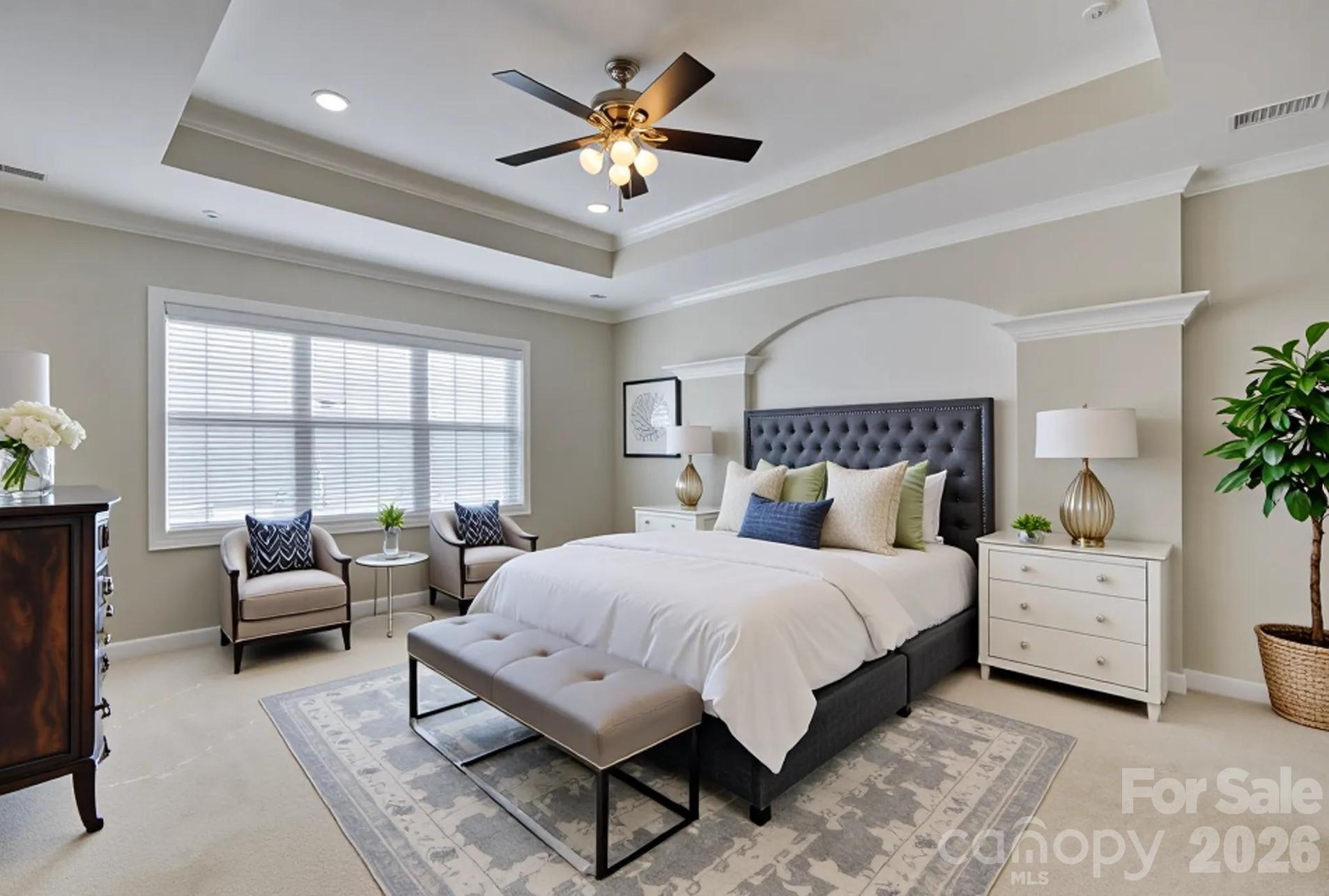 Virtually staged primary suite - 13700 Glen Abbey Drive, Charlotte