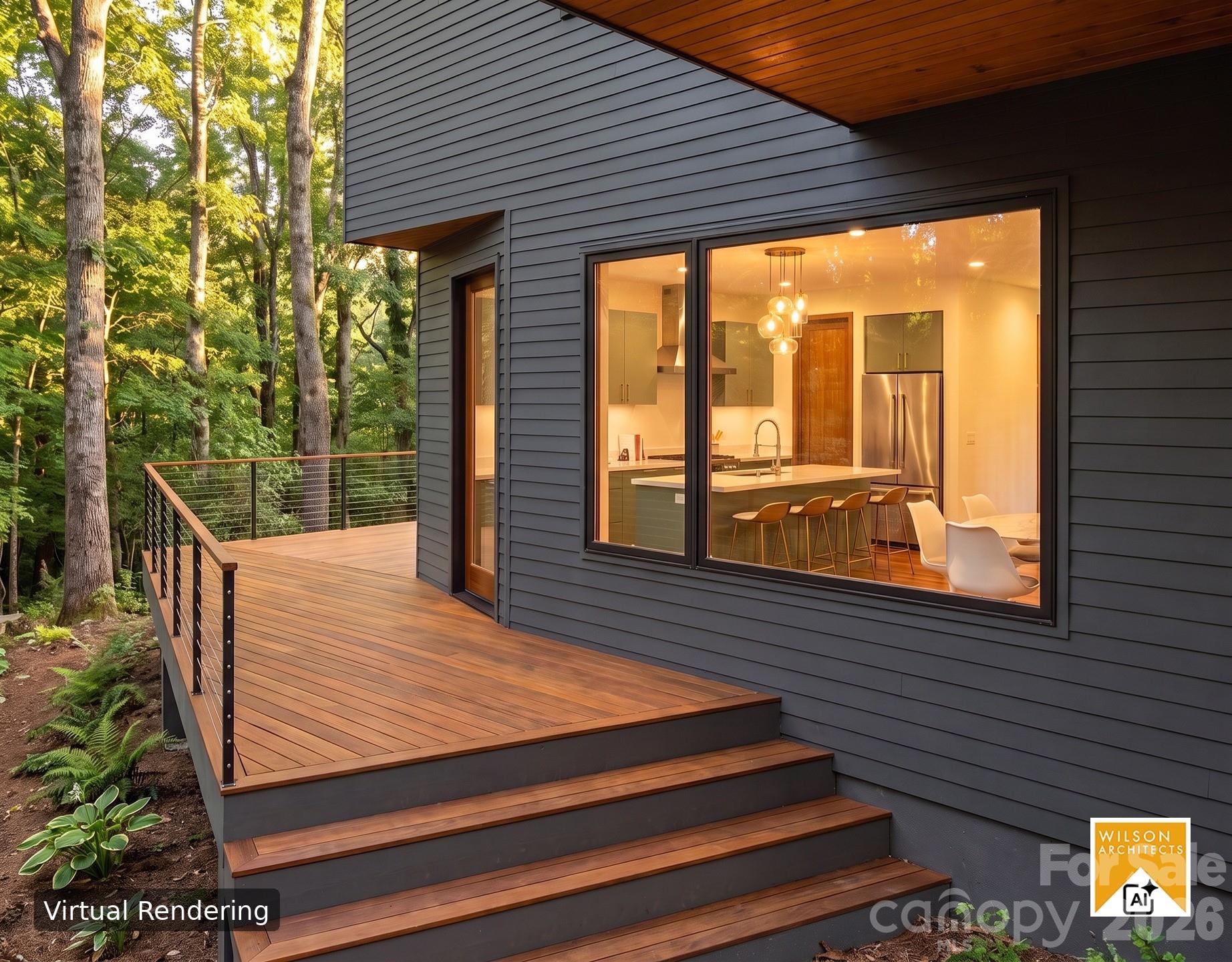 Back wrap around deck, covered front porch and patio all featured for outdoor living, all one block from the French Broad River and Asheville's extensive greenway system. Virtual Rendering by Wilson Architects. - 31 Trade Street, Asheville