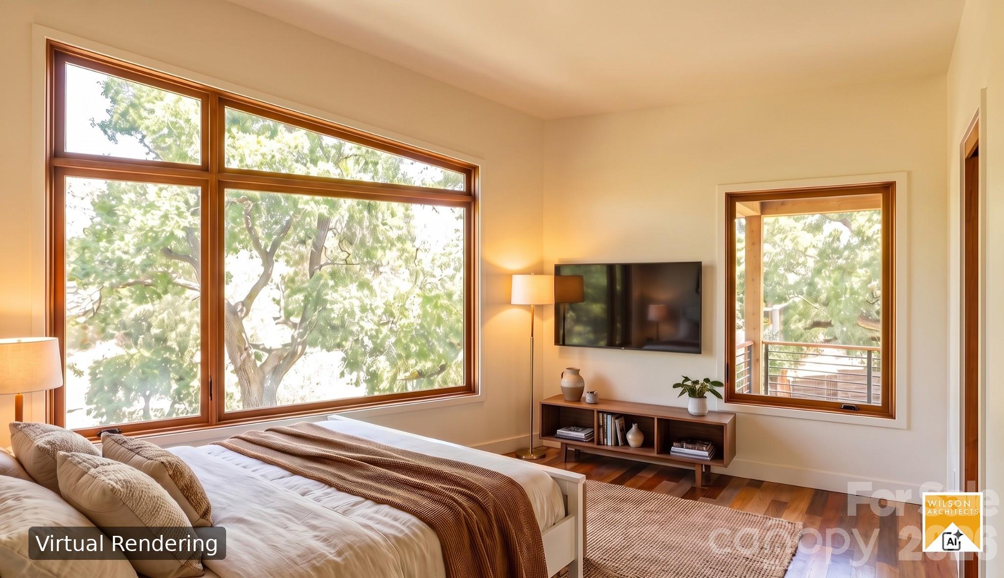 Primary main level bedroom. Virtual Rendering by Wilson Architects. - 31 Trade Street, Asheville