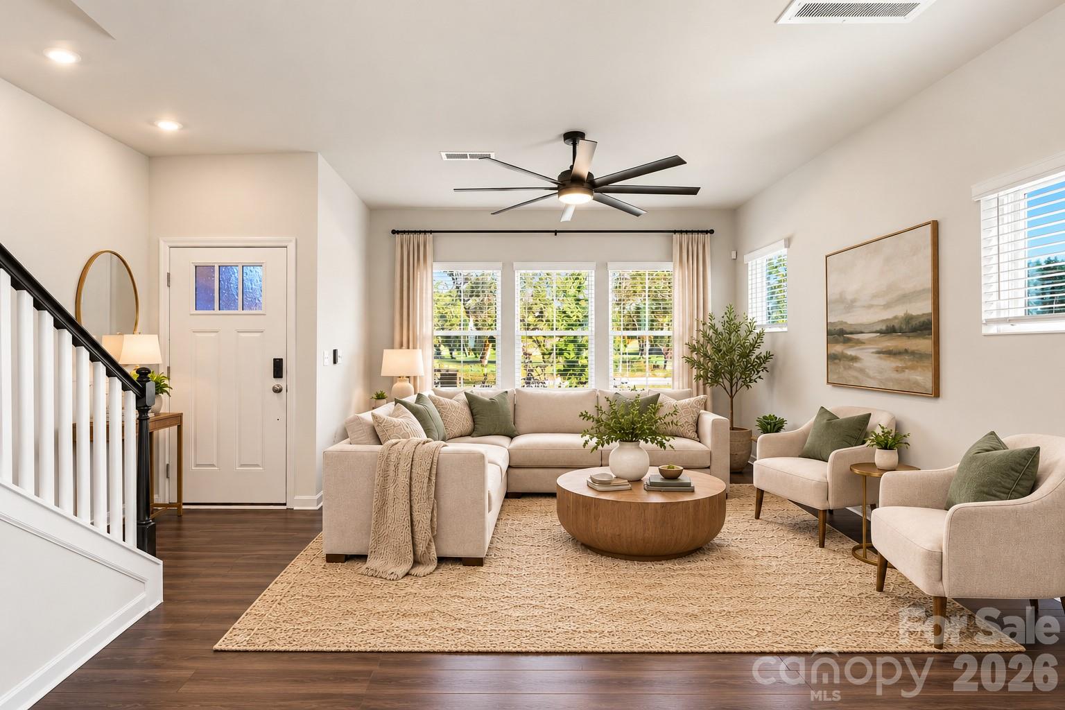 Digitally staged living room. - 4714 Lakeview Road, Charlotte