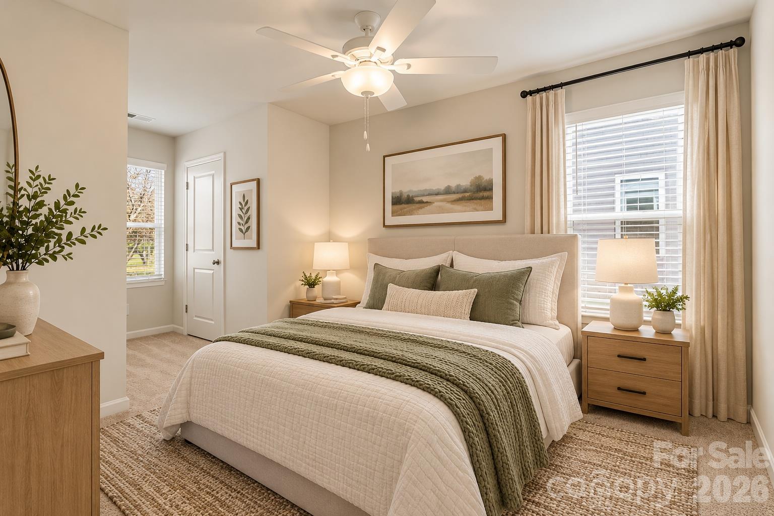 Digitally staged secondary bedroom. - 4714 Lakeview Road, Charlotte
