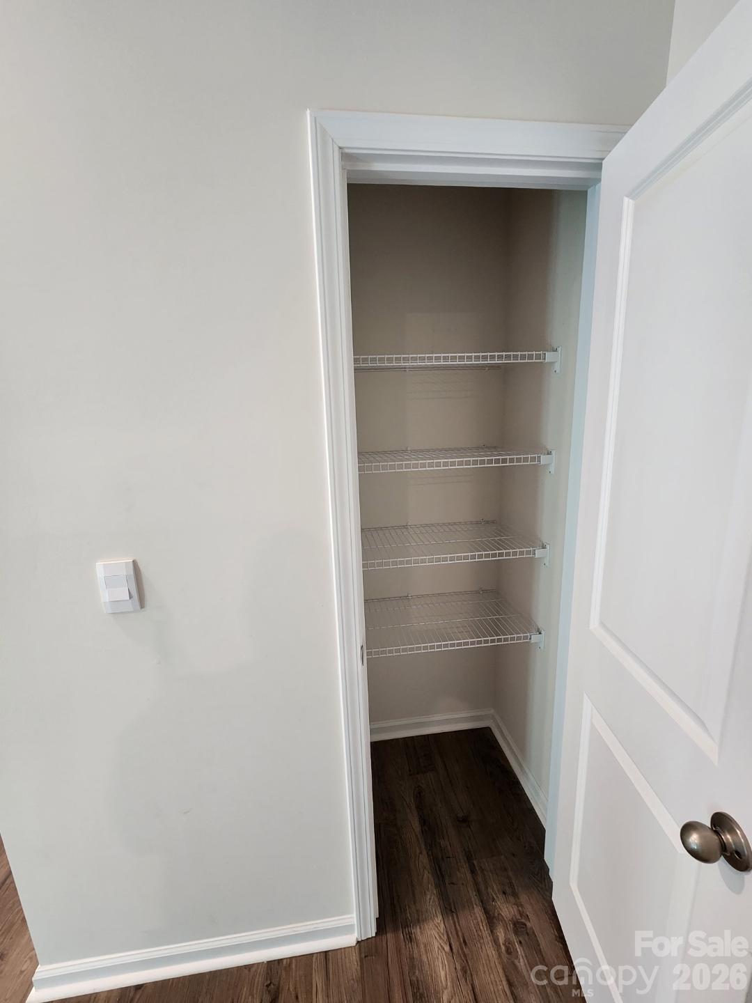 The built-in kitchen pantry offers a simple, neat spot to tuck away. - 3741 Stanley Creek Drive, Mount Holly