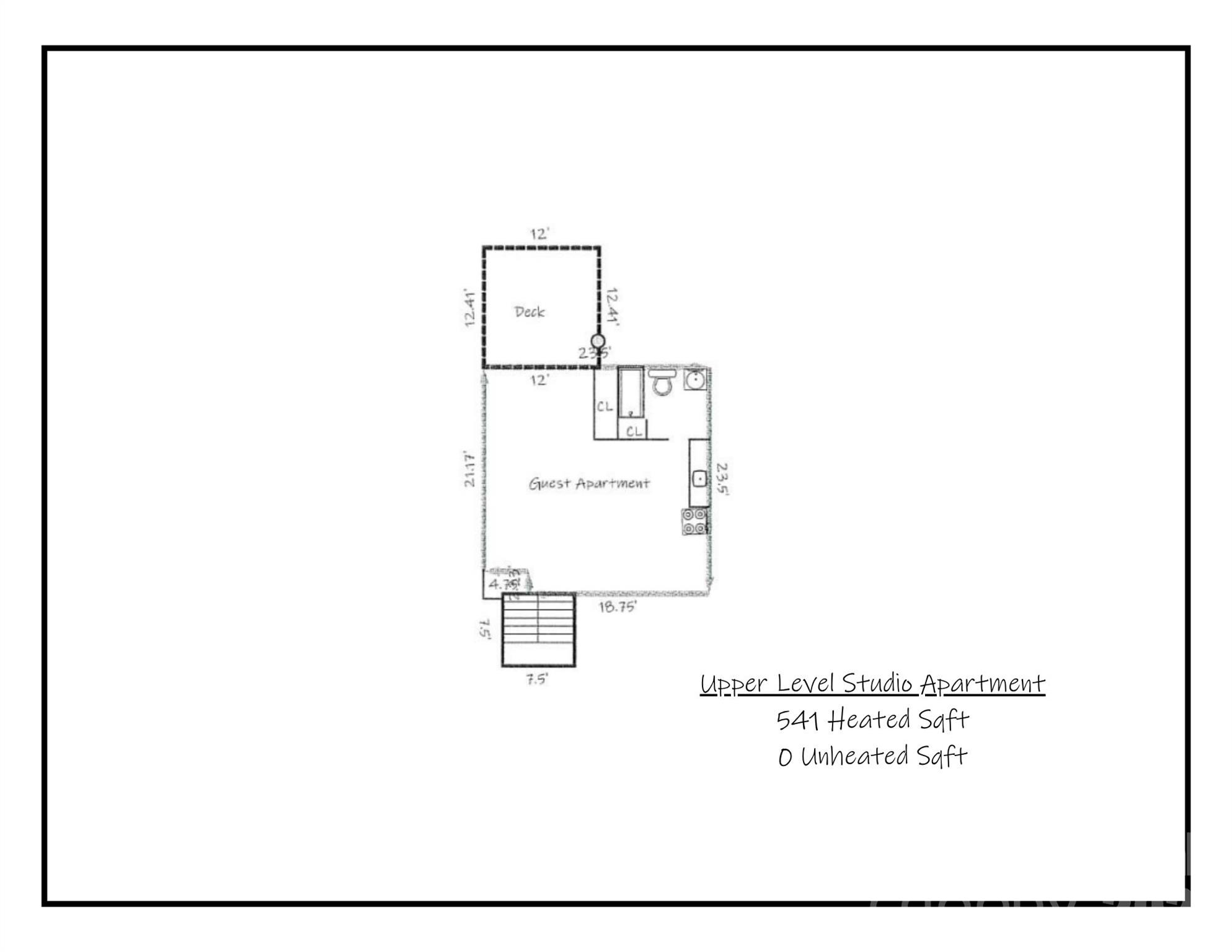 Floor Plan Of Upper Level - Studio Apartment - 14 Sand Bar Drive, Taylorsville