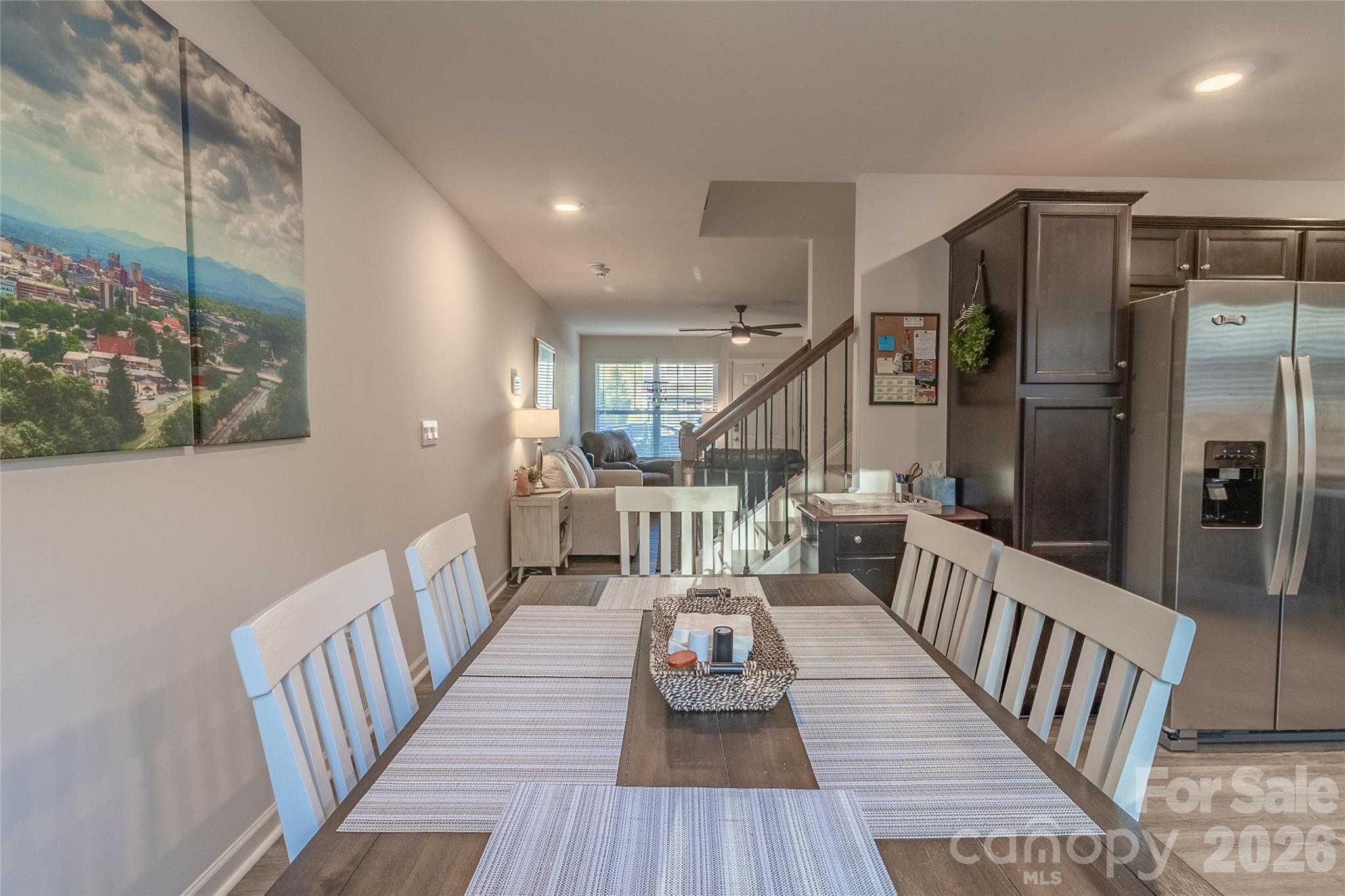 View from the dining room towards the front entrance. - 34 Cain Hollow Way, Asheville