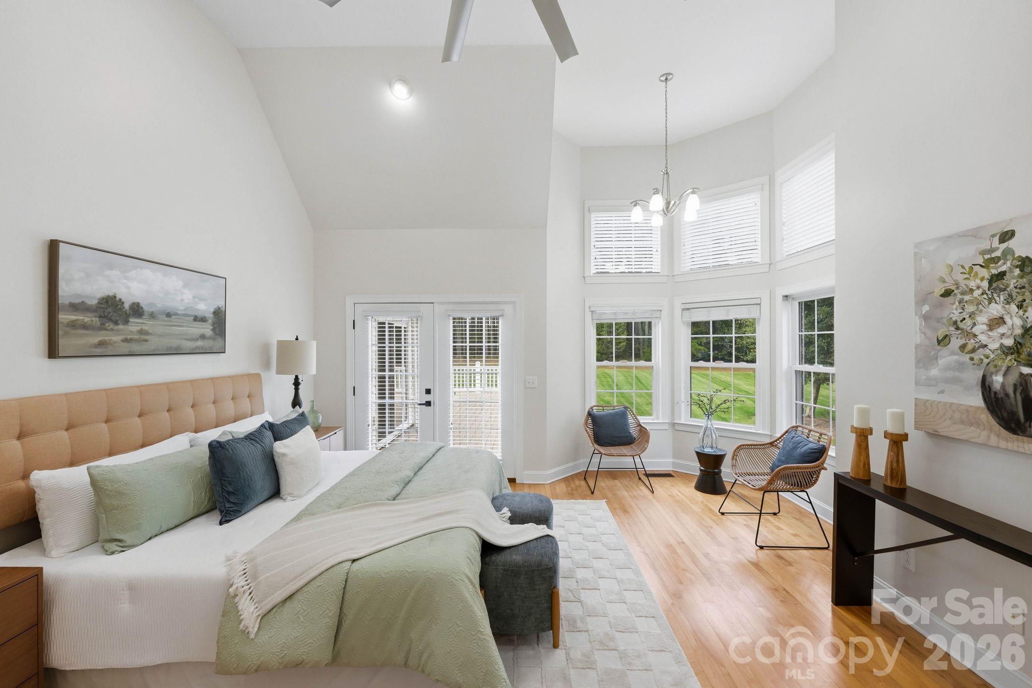 Your personal retreat with soaring 2-story bay window and vaulted ceiling, French doors to deck - 803 Amanda Way, Albemarle