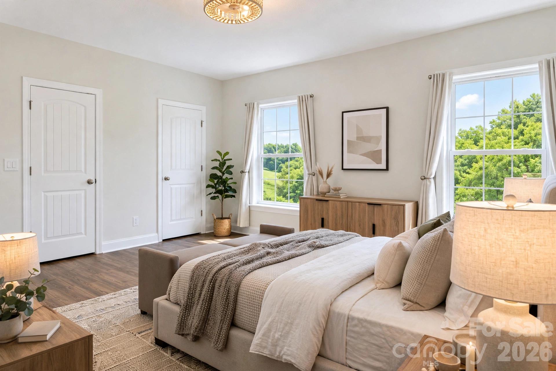 Virtually staged primary bedroom - 37 Justice Drive, Leicester