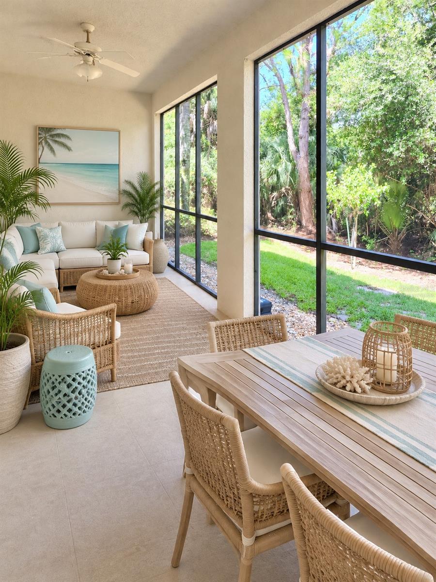 Virtually staged lanai - 7492 BOTANICA PKWY #102, SARASOTA