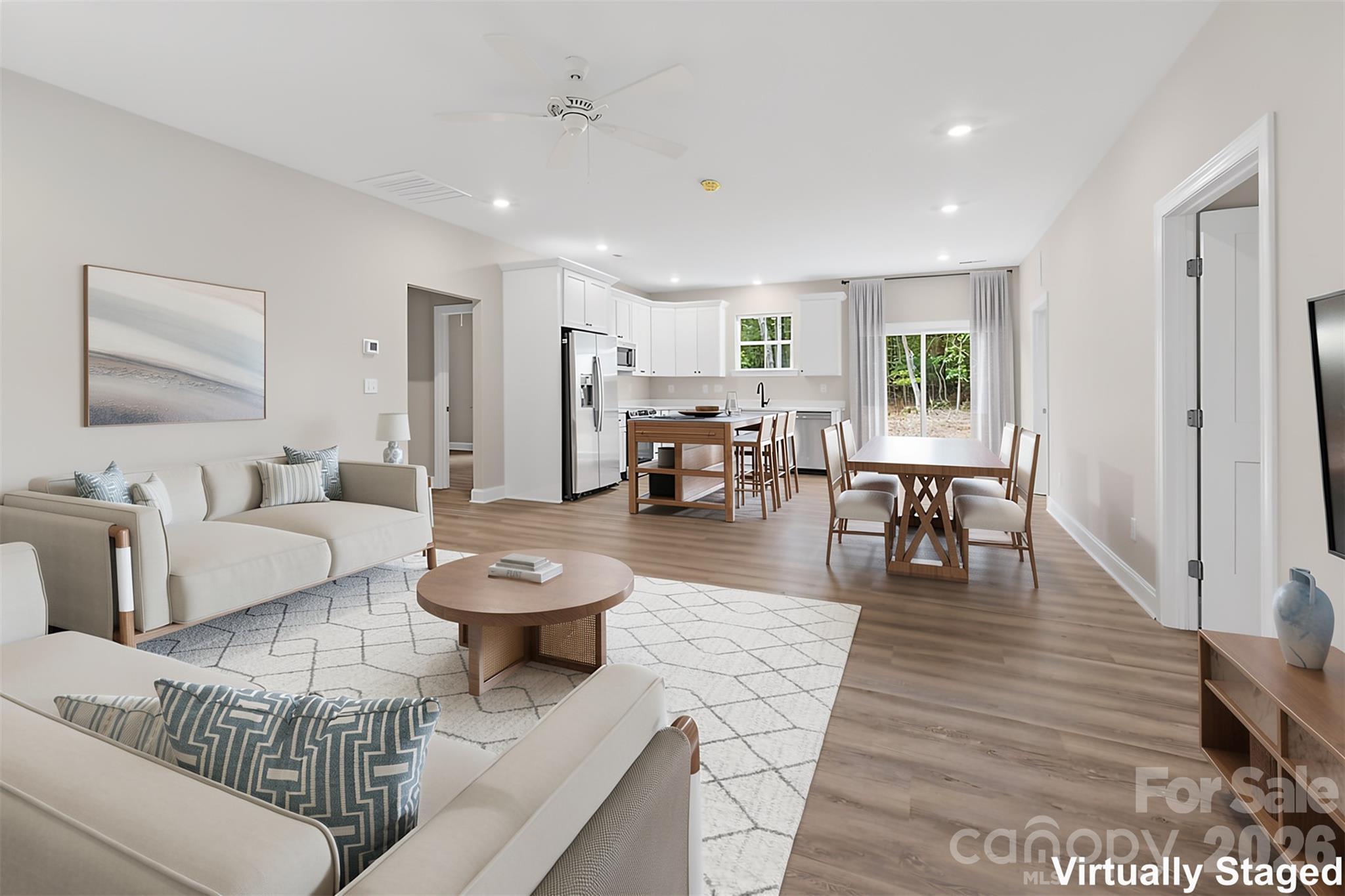 Virtually Staged Living/Dining/Kitchen Open Concept - 318 Stanback Street, Mount Gilead