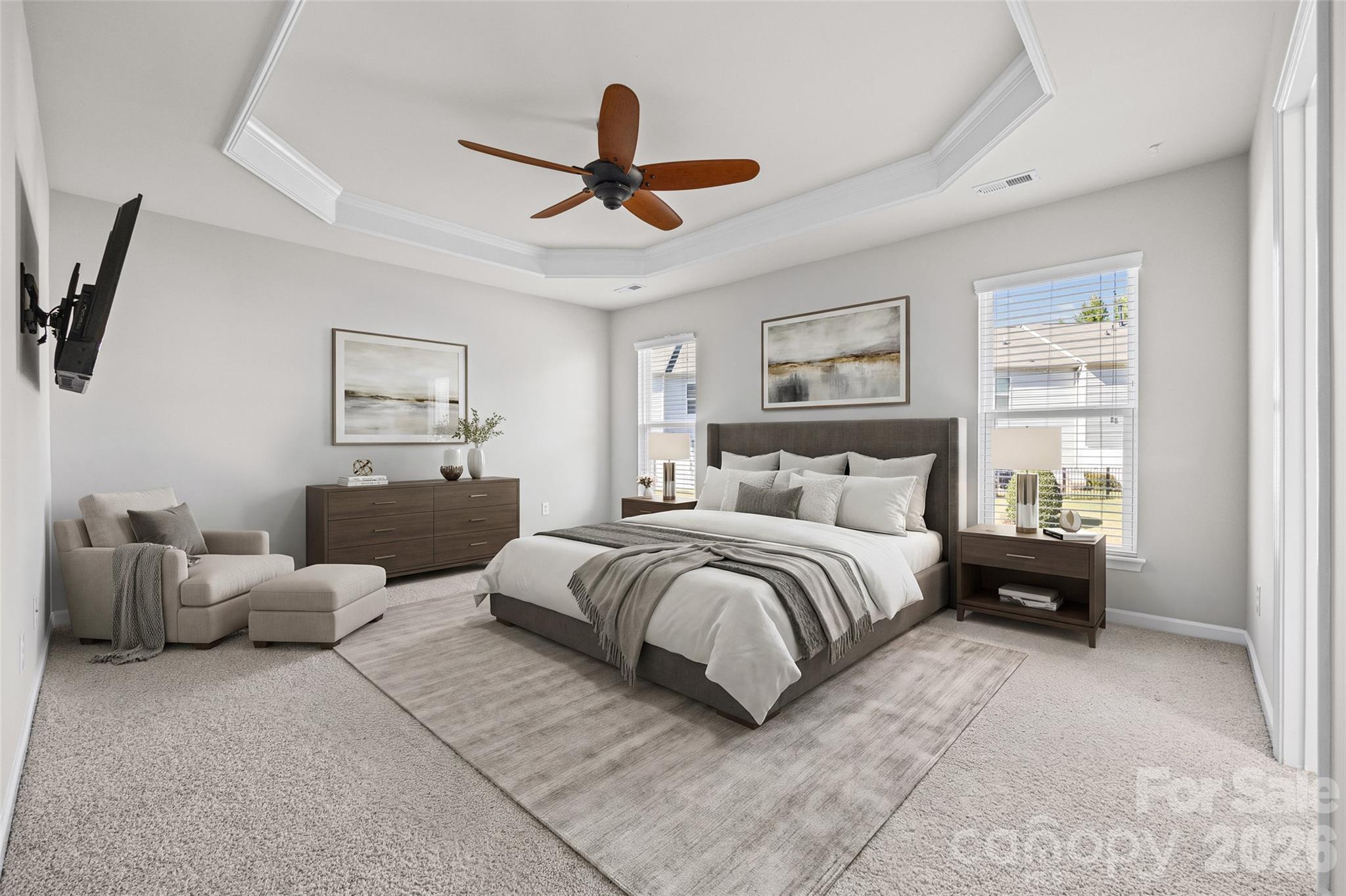 Virtually staged Primary Bedroom - 6607 Portland Rose Lane, Charlotte