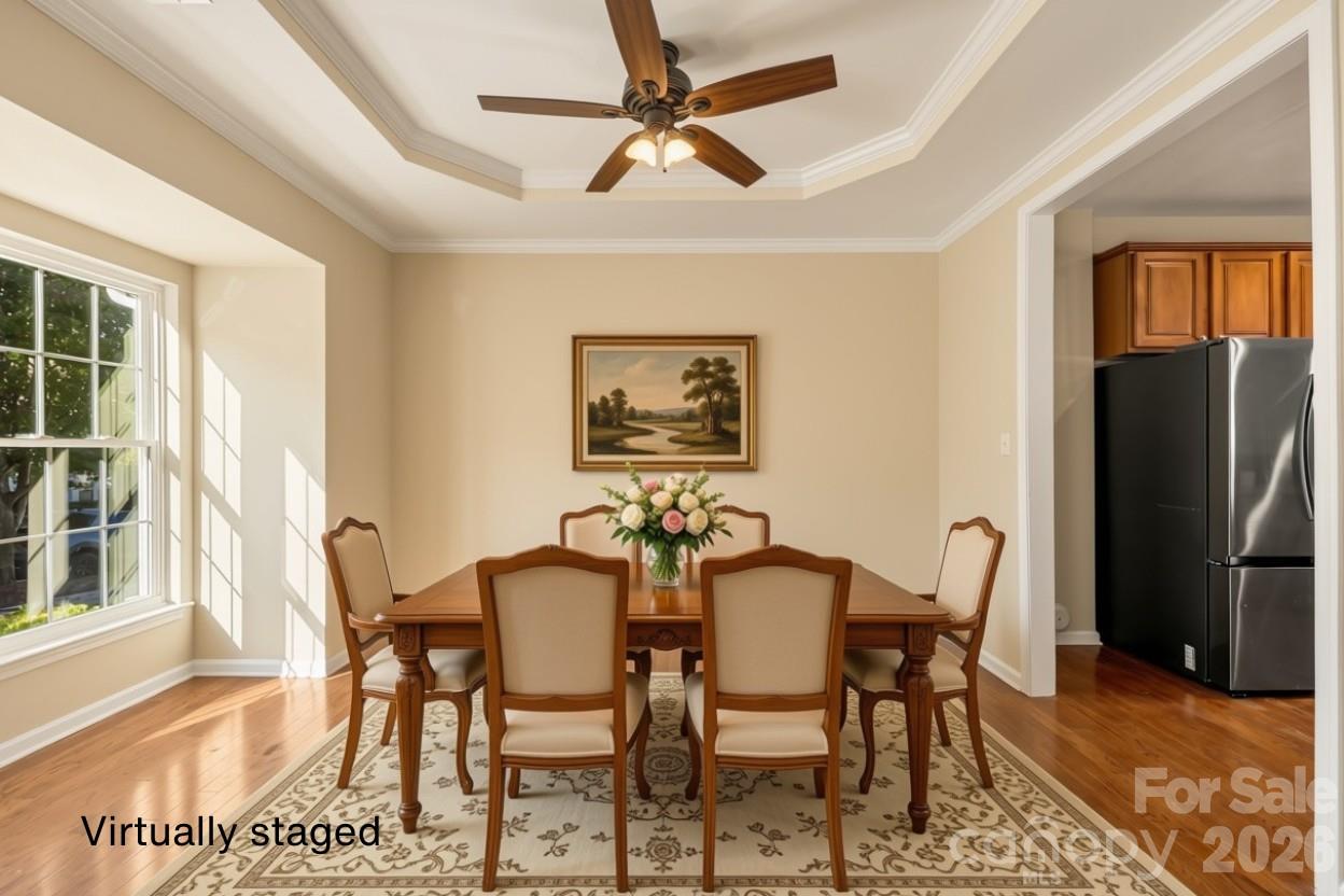Virtually staged dining room - 156 N Arcadian Way, Mooresville