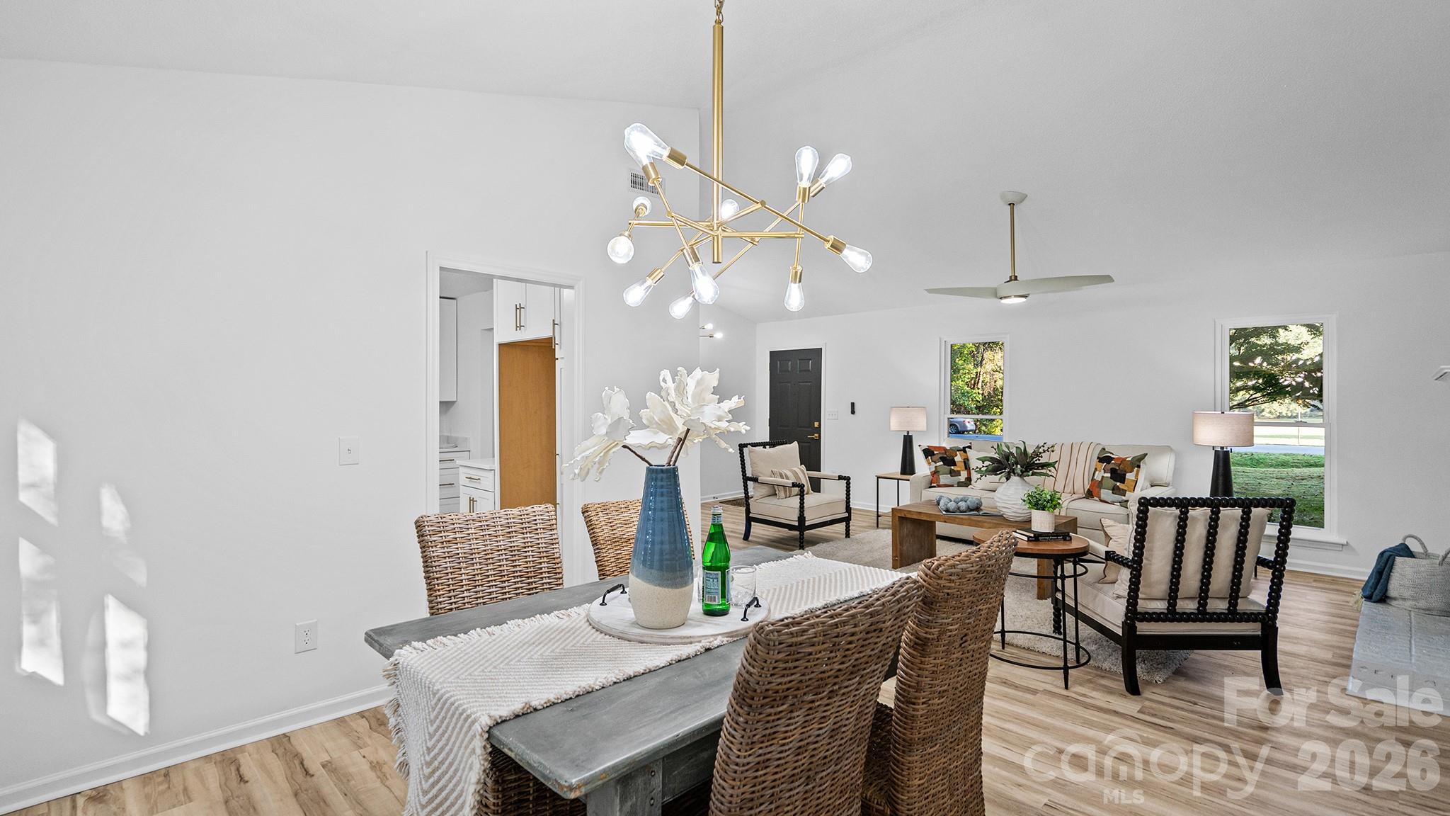 Vaulted Ceiling in Dining Room and Open Views - Great Floor Plan for Entertaining - 8001 Saddlehorse Lane, Charlotte
