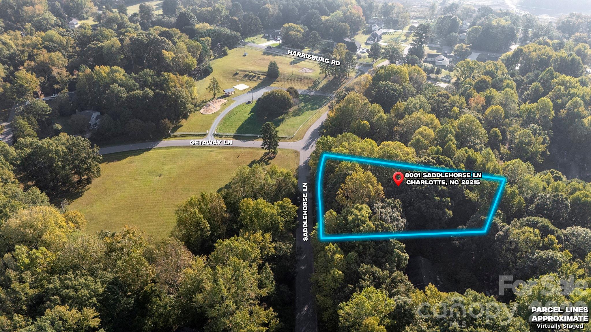 Aerial View of Lot and Community Amenities - Minutes Away from 485 - 8001 Saddlehorse Lane, Charlotte